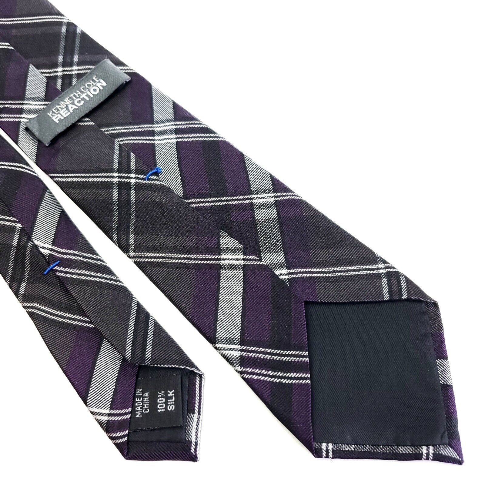 Kenneth Cole Kenneth Cole Reaction Purple Gray Plaid Woven Skinny Silk Ti Size ONE SIZE - 5 Thumbnail
