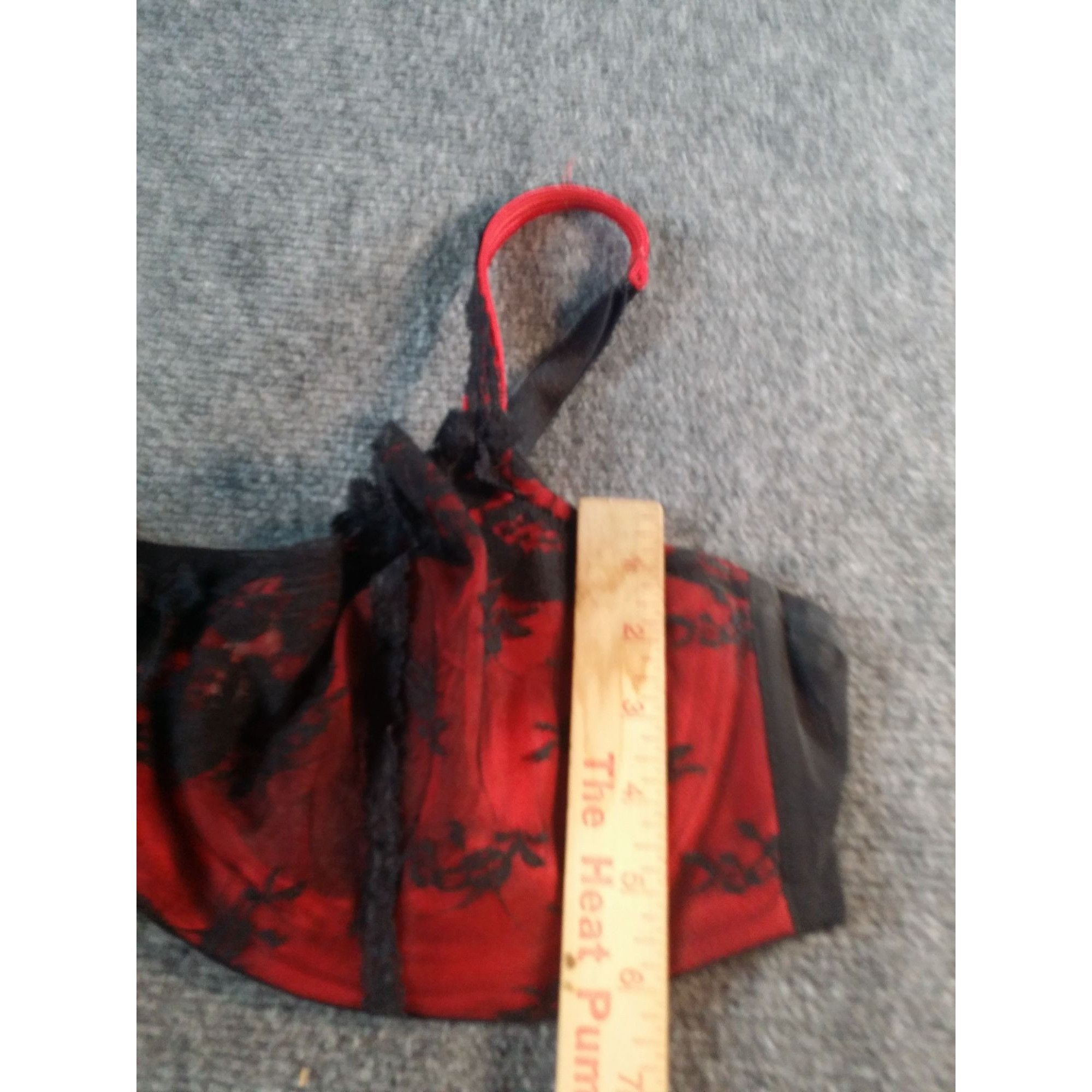 Other Cacique Bra Balconette Women Sz 44C Red Black Floral Lace In Size ONE SIZE - 2 Thumbnail