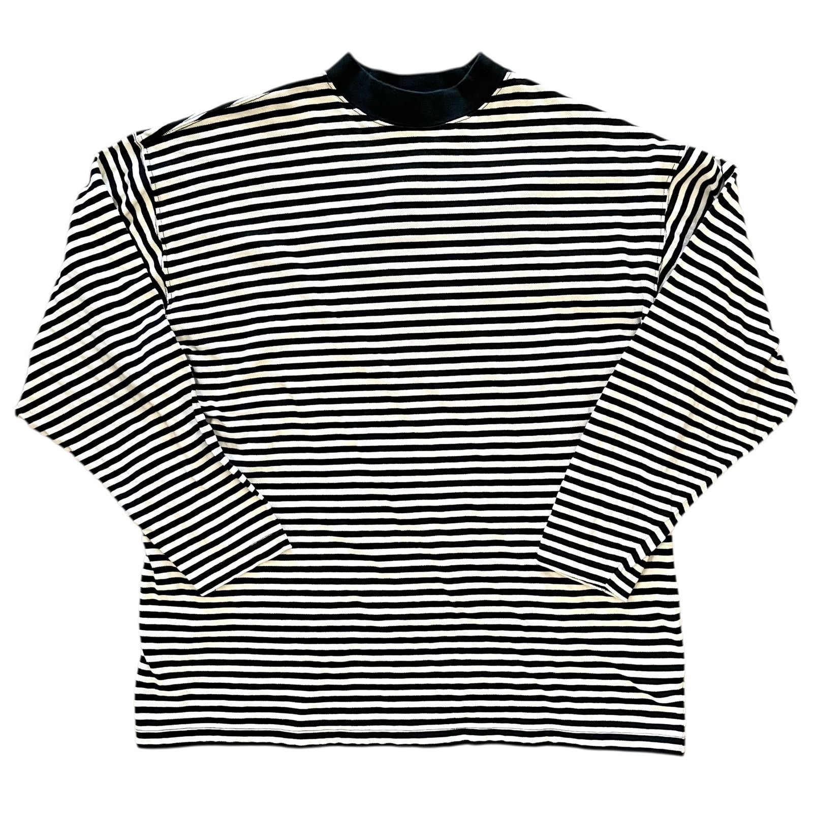 Marithe + Francois Girbaud × Vintage 1990s Marithe Francois Girbaud Black White Stripe Knit Top Size US L / EU 52-54 / 3 - 2 Thumbnail