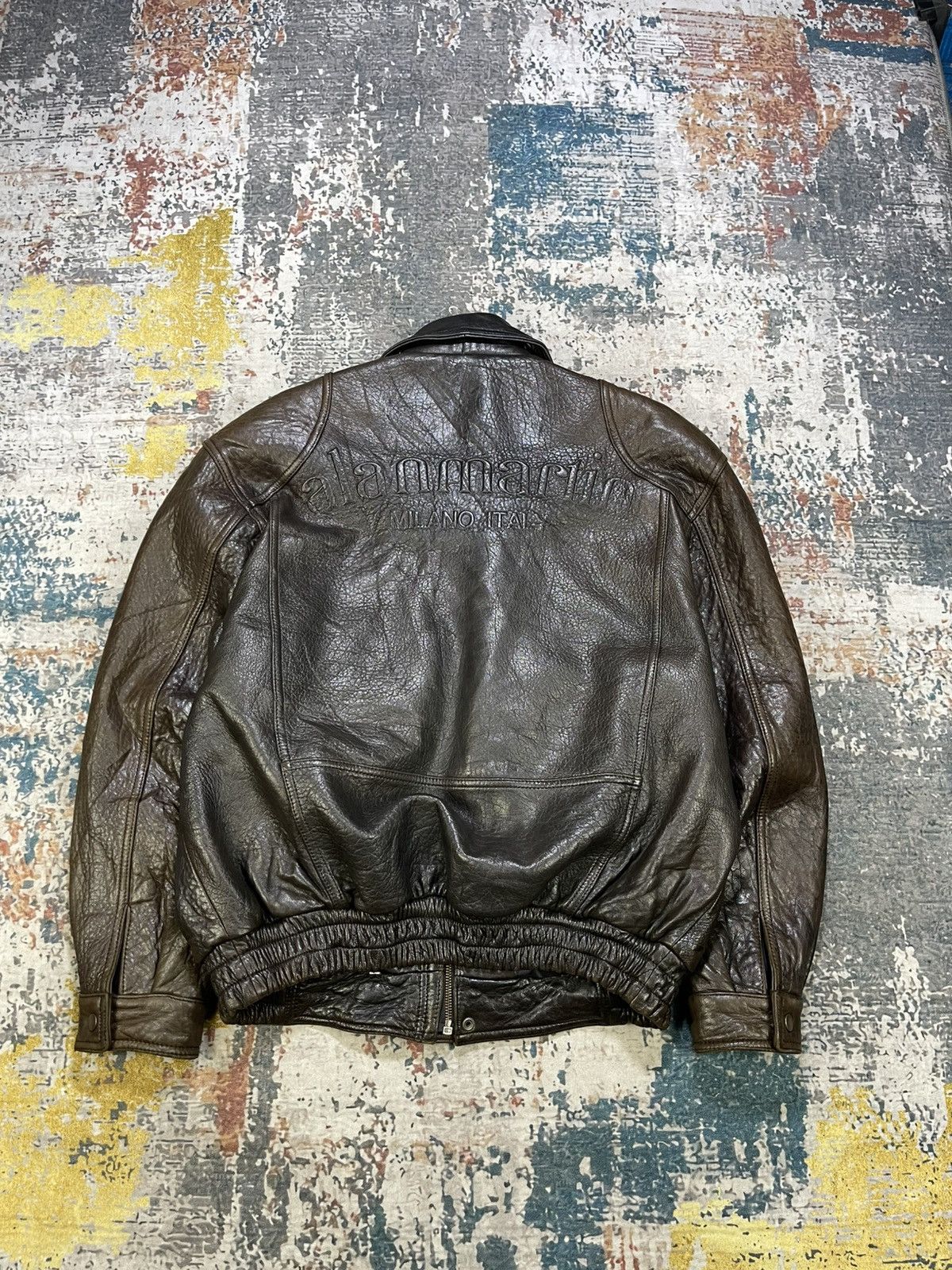 Genuine Leather Vtg Alan Martin Italy Back Embossed Sheepskin Bombers Size US L / EU 52-54 / 3 - 2 Thumbnail