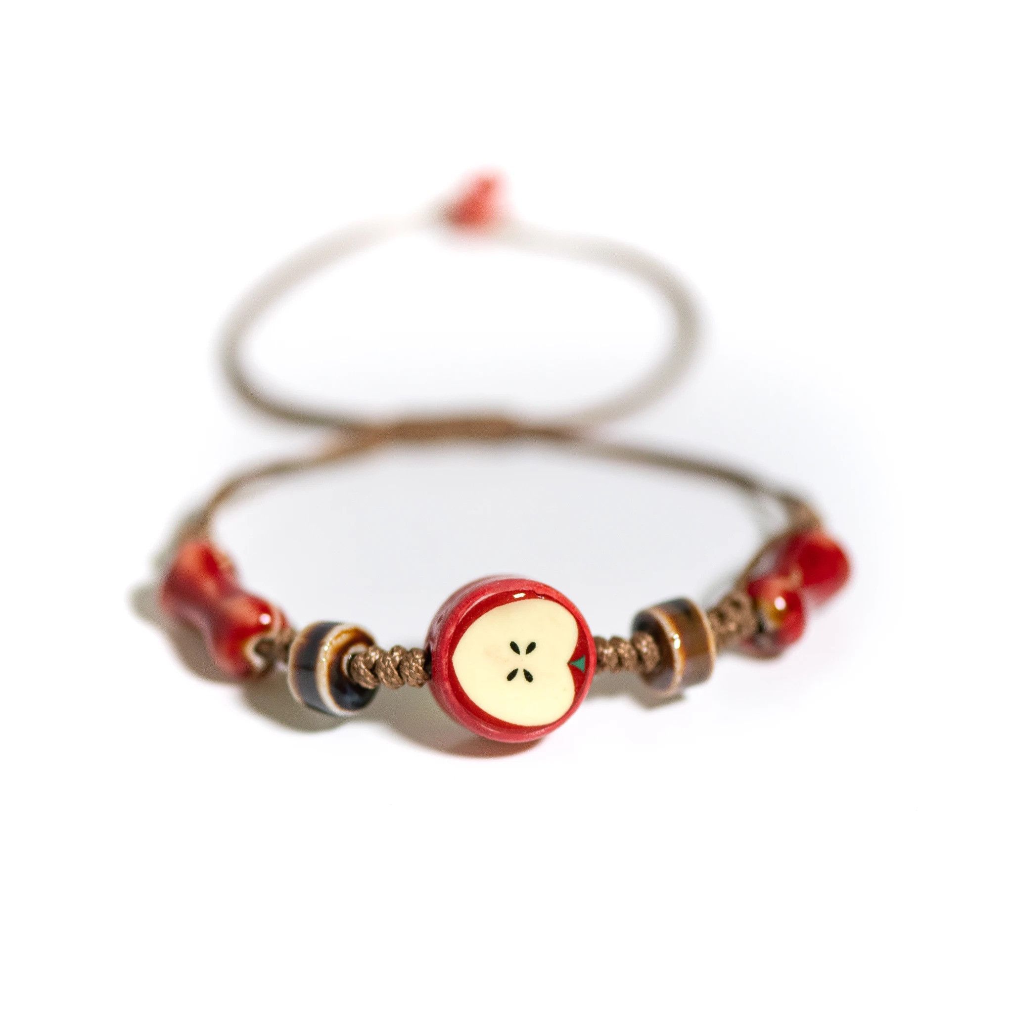 Handmade Apple Ceramic Bracelet Handmade Jewelry Gift For Her Size ONE SIZE - 5 Thumbnail