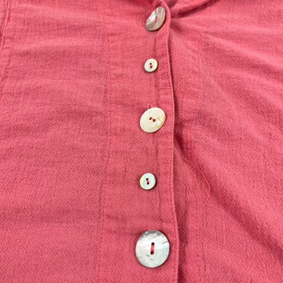Vintage Lulu-B Shirt Womens Large Pink Button Up Tunic Top 3/4 Sleeve Collared V-Neck Size L / US 10 / IT 46 - 2 Thumbnail