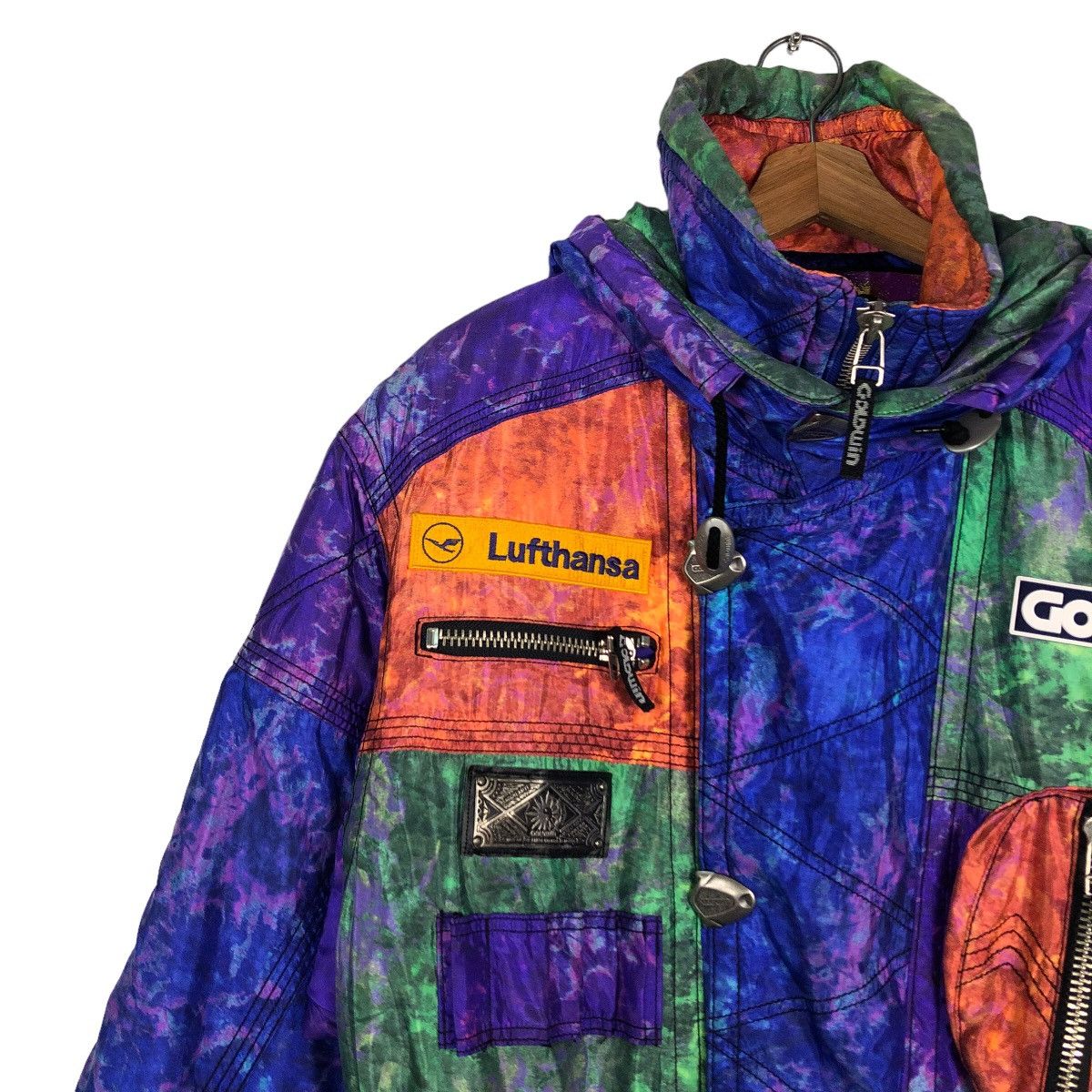 Japanese Brand Vintage Ski Jacket Goldwin Multi Colour Cargo Pocket Winter Size US S / EU 44-46 / 1 - 6 Thumbnail