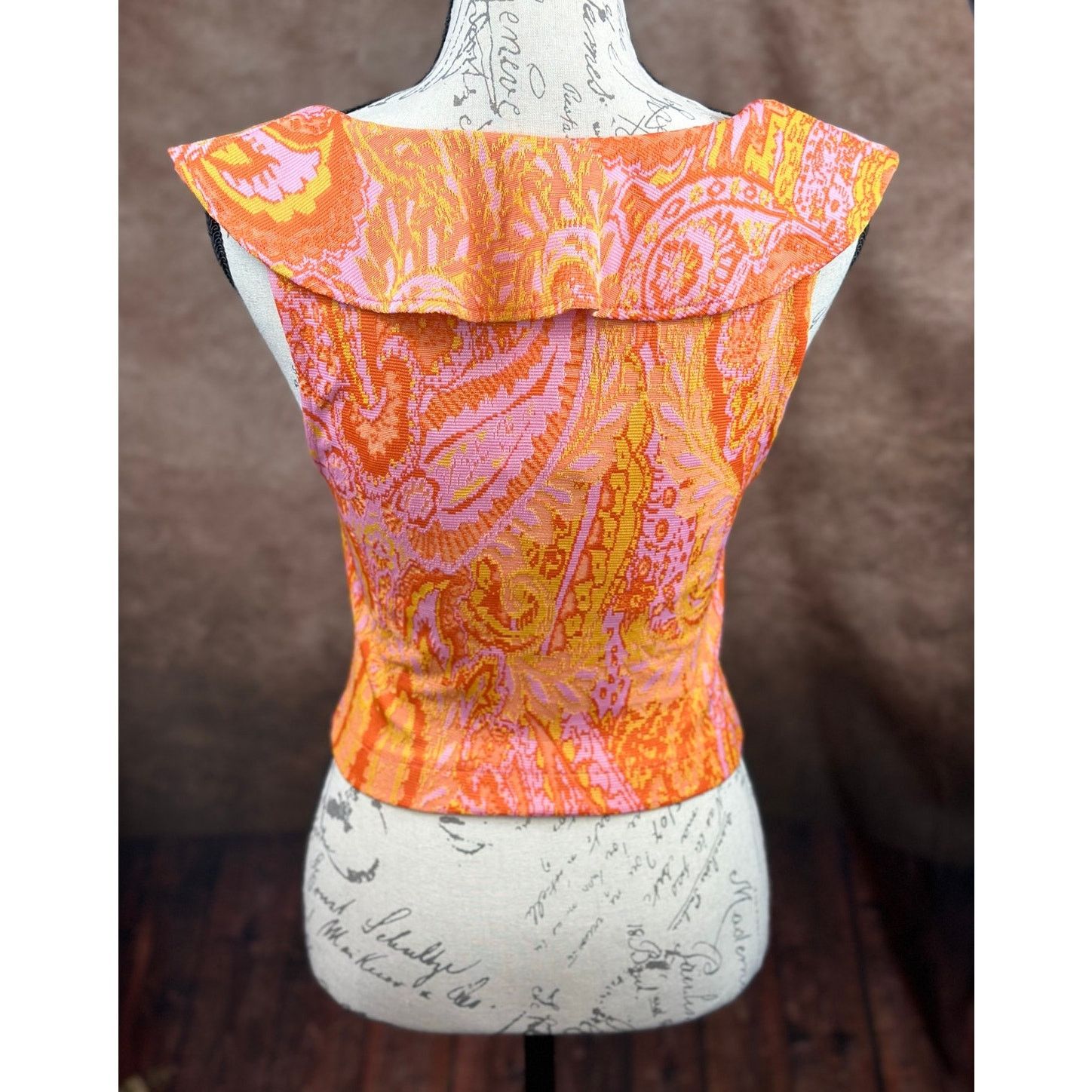 Zara Stretch Zara Jacquard Paisley Ruffle Top Orange Pink size S Size S / US 4 / IT 40 - 9 Thumbnail