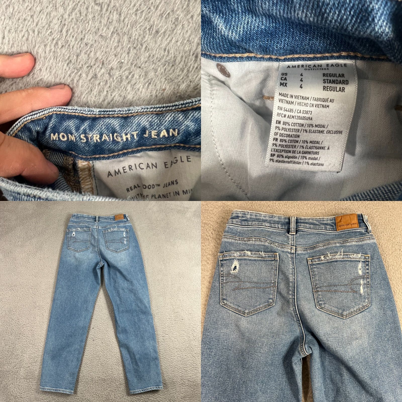 American Eagle Outfitters VINTAGE American Eagle Womens Jeans 4 Blue High Rise Straight Light Wash Denim Casual Pants Size 27" / US 4 / IT 40 - 8 Thumbnail