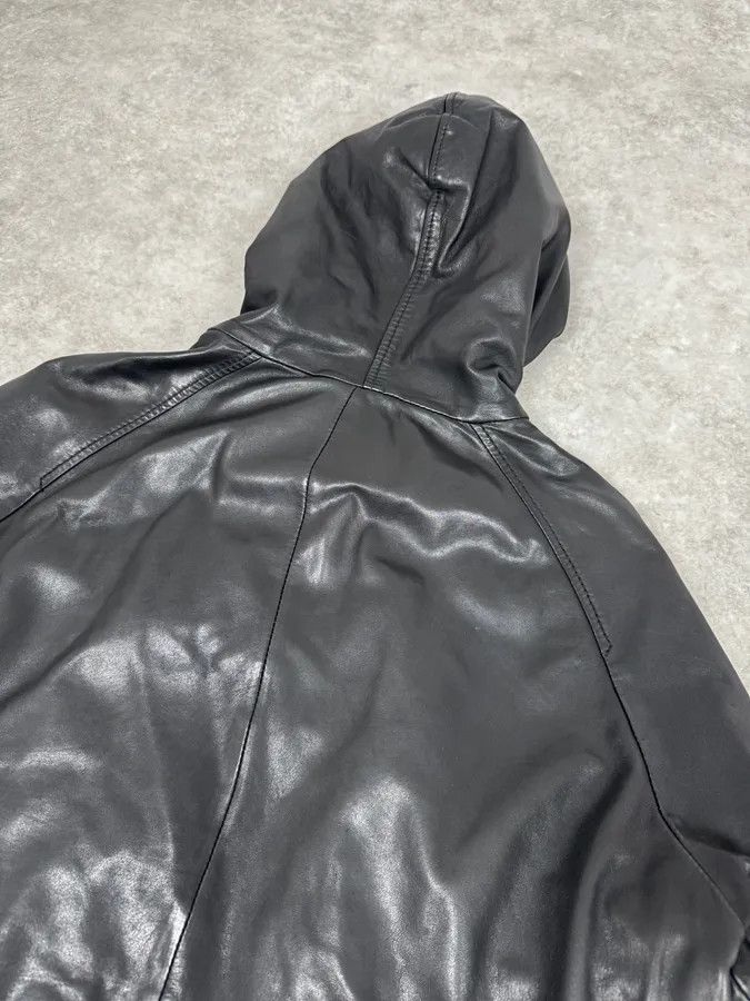 Diesel 2000s Diesel Black Leather Hood Zip-Up Jacket Size US M / EU 48-50 / 2 - 7 Thumbnail