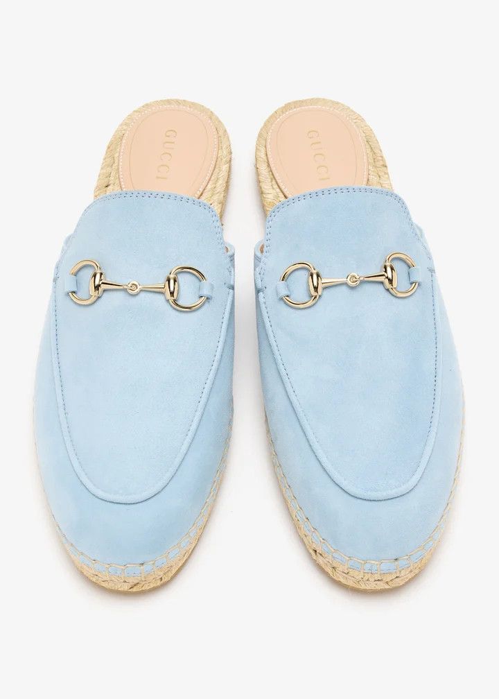Gucci oc11z0226 Women's Espadrille Mules With Horsebit in Blue Size US 8 / IT 38 - 4 Thumbnail