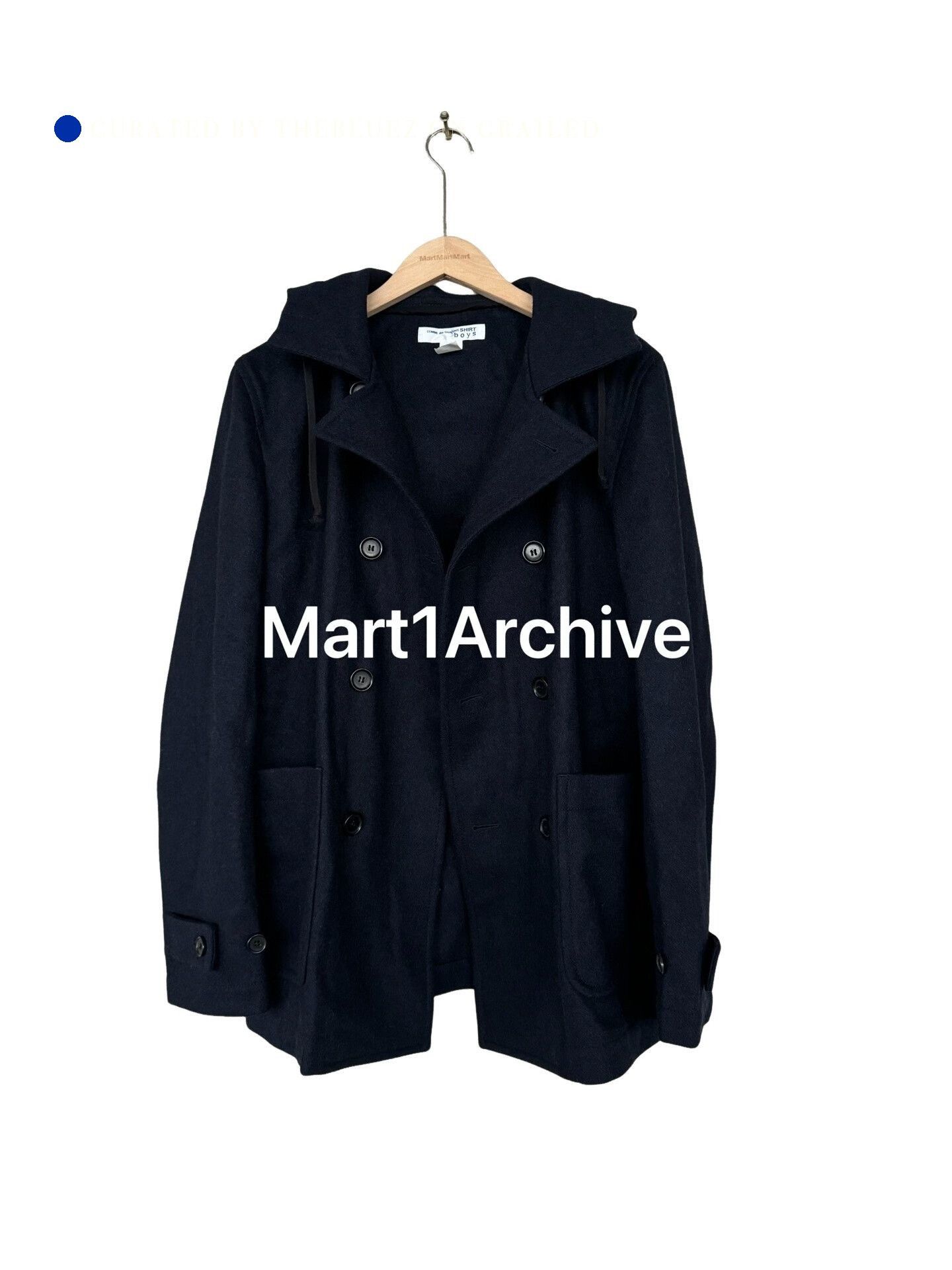 Comme des Garcons Wool Ear Hood Coat in Blue Size US M / EU 48-50 / 2 - 1 Thumbnail