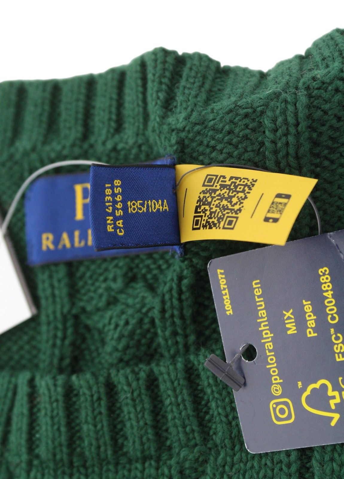 Ralph Lauren GREEN XL Cable Knit Pullover Jumper 86927 Size US XL / EU 56 / 4 - 10 Thumbnail