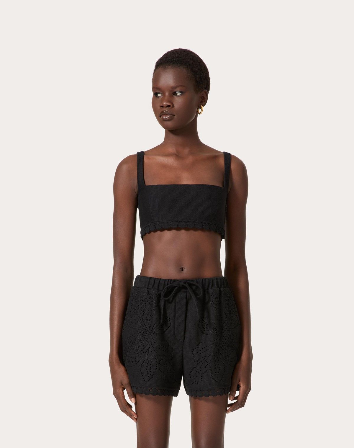 Valentino o1s1wg110525 Cotton Guipure Jardin Plat in Black Size XS / US 0-2 / IT 36-38 - 4 Thumbnail