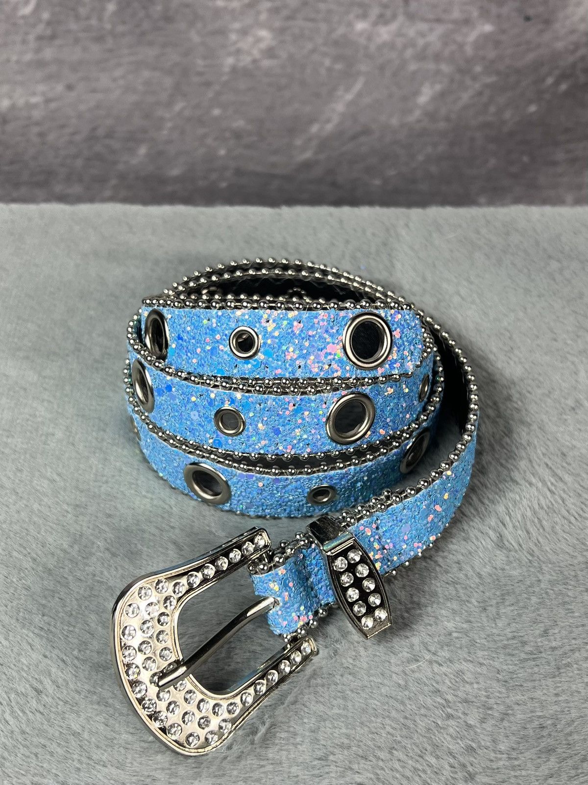 Other Bright Blue Glamour Rhinestone Y2K Thin Belt Gothic Grunge Punk Size ONE SIZE - 1 Thumbnail