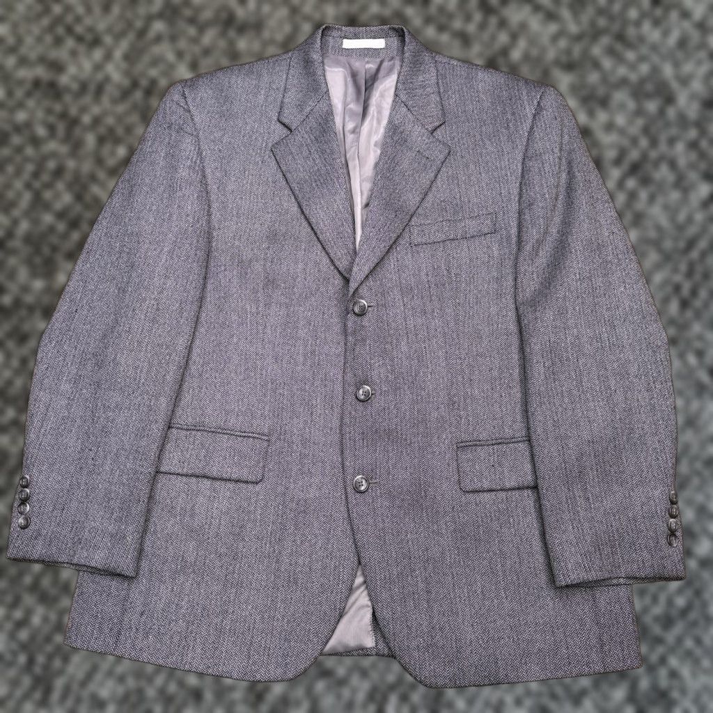 Ralph Lauren Lauren Ralph Lauren Blazer Sport Coat Jacket Short Gray Tweed Herringbone Wool 42 Regular Men's Size US 42 / EU 58 - 1 Thumbnail