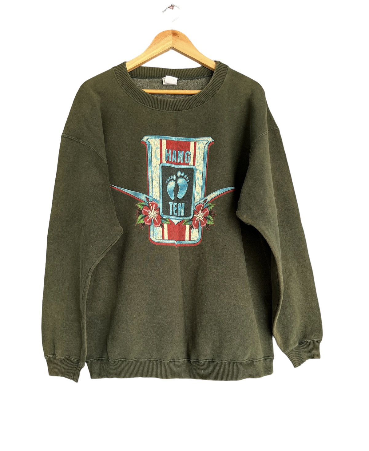 image of VTG Hang Ten Sweatshirts in Green, Men's (Size XL)