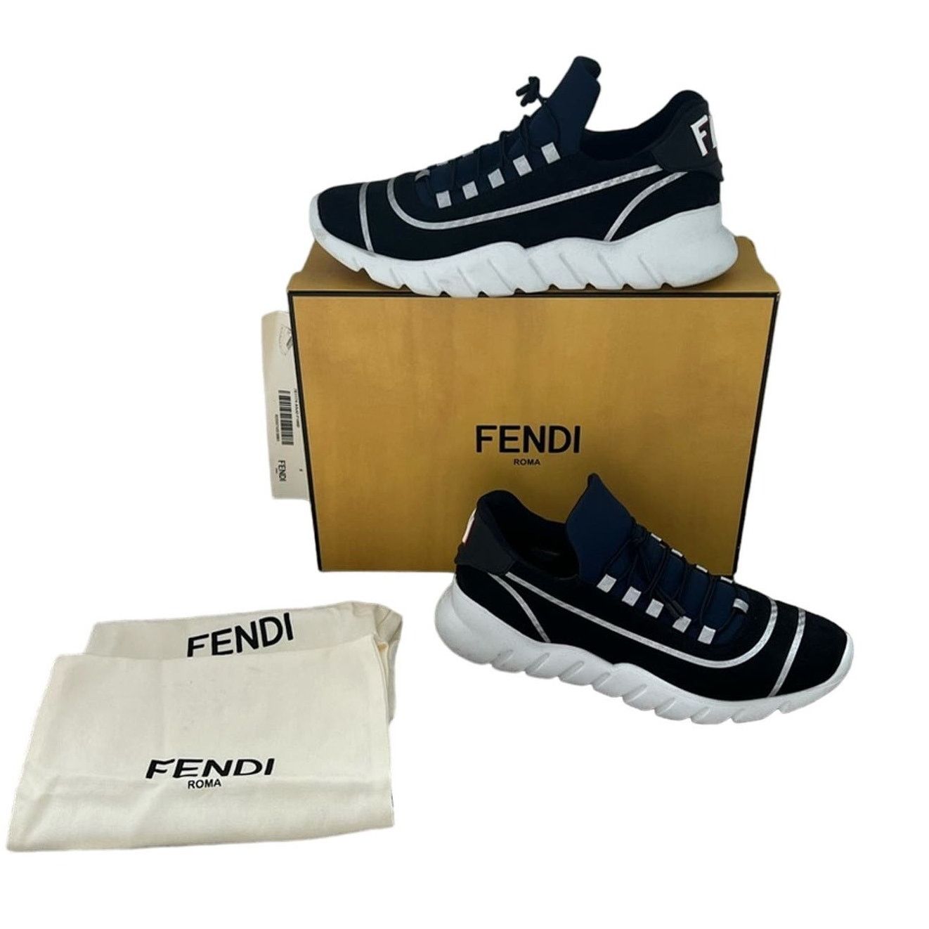 Fendi Fendi Men’s Neoprene Blue/White/Silver Slip-On Sneakers Size US 8 / EU 41 - 1 Thumbnail