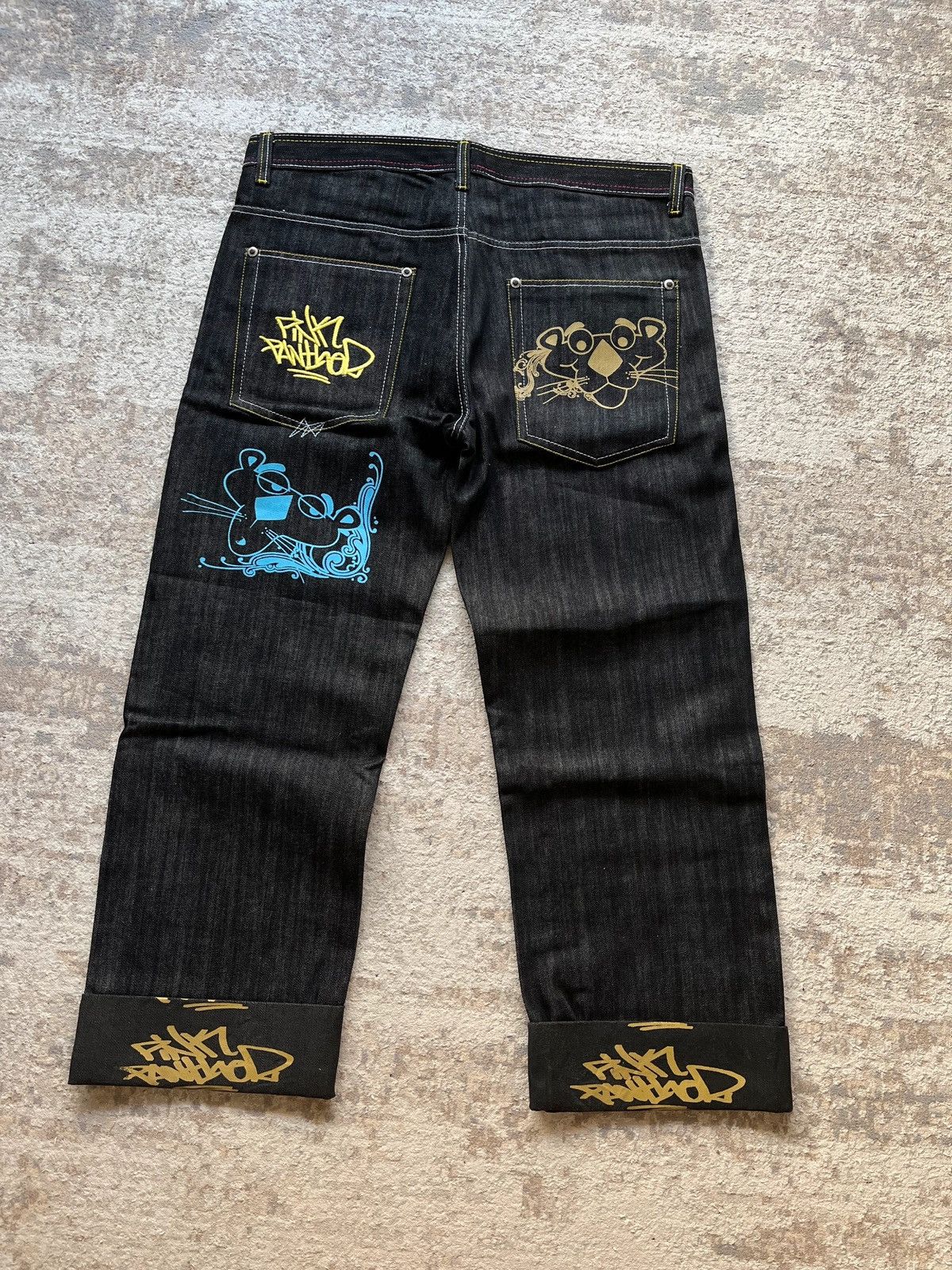Vintage OG Pink Panter Hip-Hop Baggy Print Tag Graffiti Deadstock Size US 38 / EU 54 - 18 Thumbnail