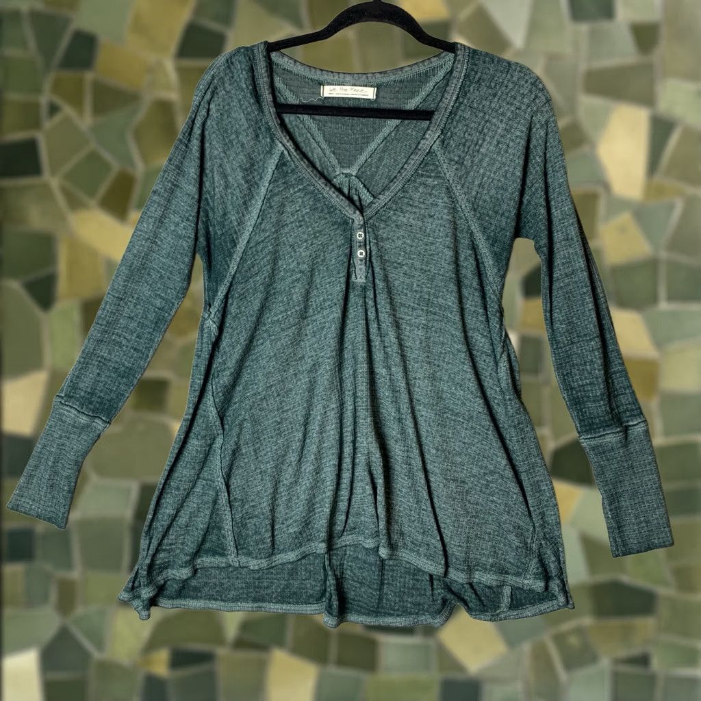 Free People VINTAGE Free People We The Free Citrine Thermal Top Women S Green Boho Minimalist Size S / US 4 / IT 40 - 1 Thumbnail