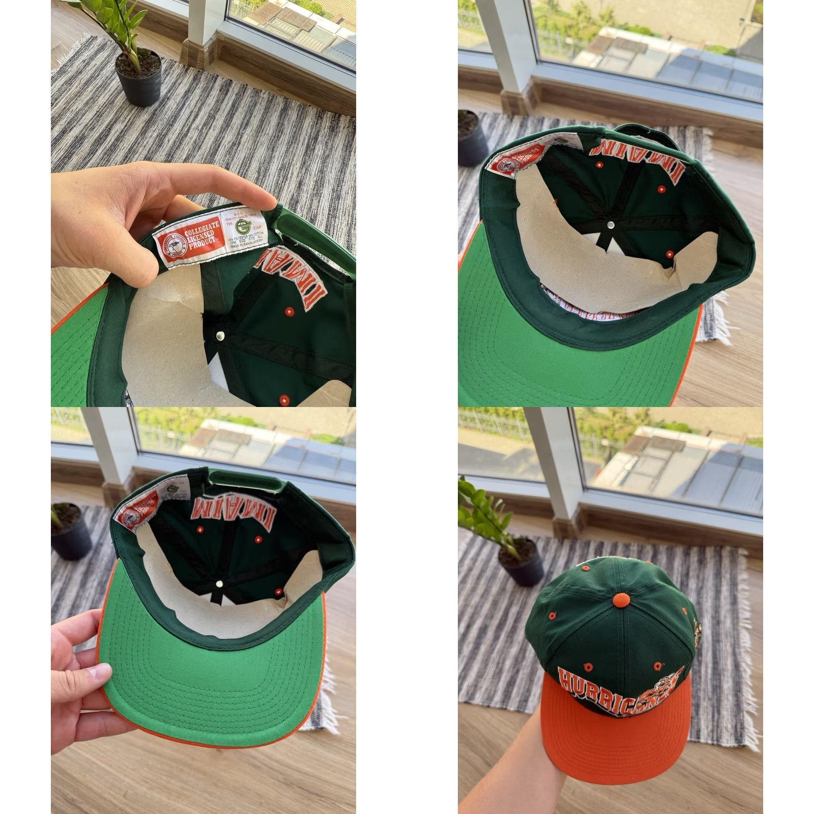 NFL VINTAGE NFL Miami Hurricanes Baseball Cap Hat One Size Green Men Cap Miami Hurricans 90s College United States Cap Size ONE SIZE - 8 Thumbnail