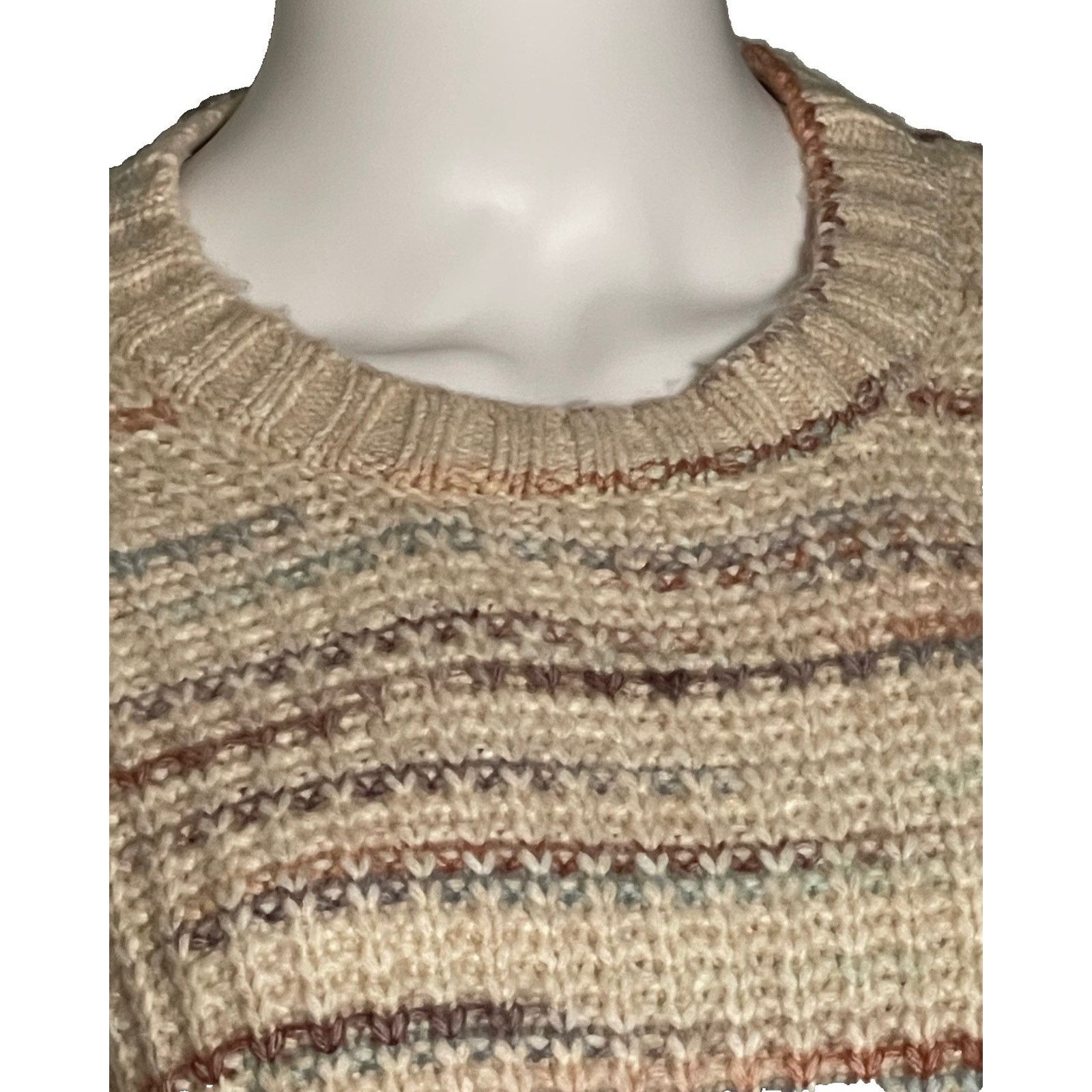 American Eagle Outfitters American Eagle White Brown Striped Long Sleeve Sweater XS Size XS / US 0-2 / IT 36-38 - 2 Thumbnail
