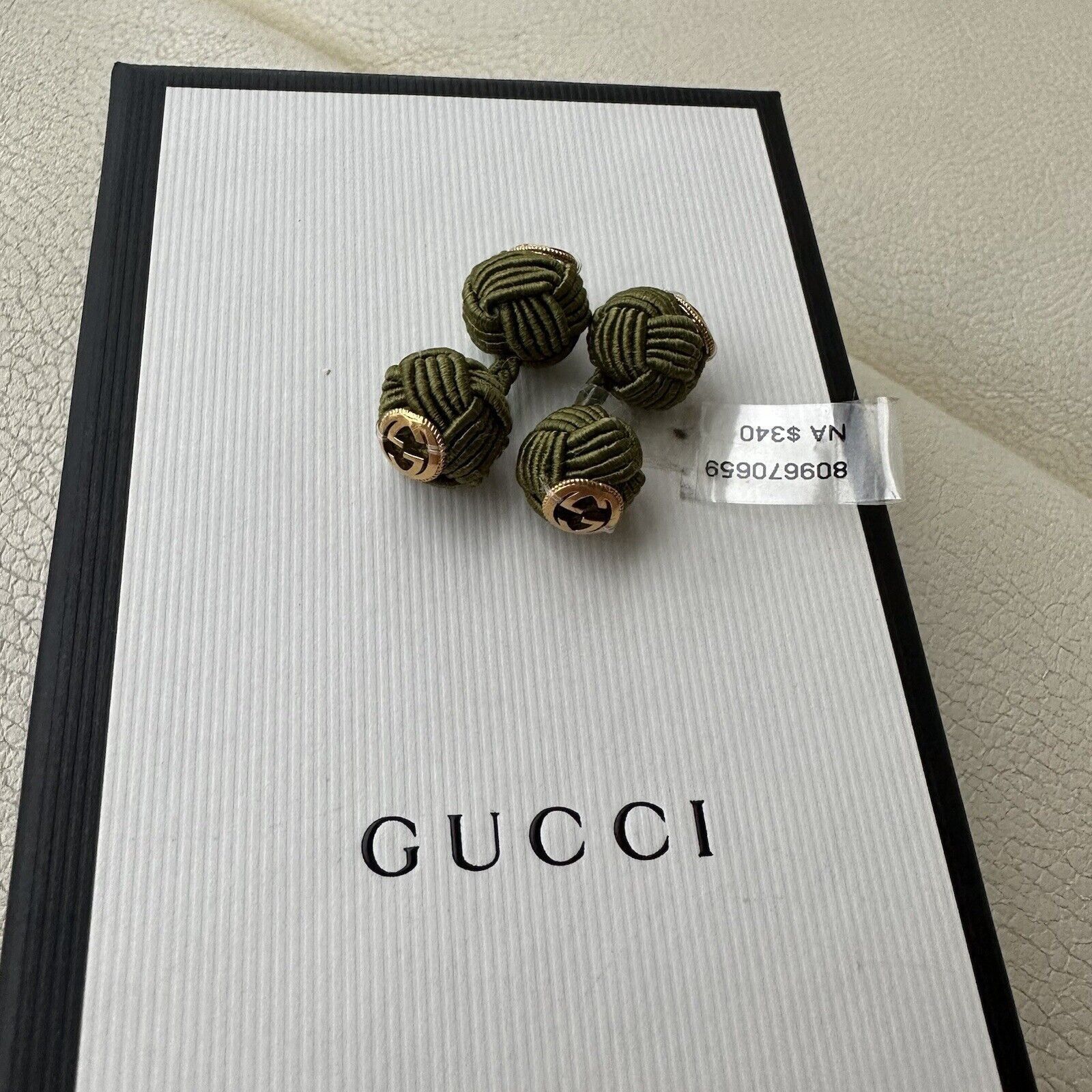 Gucci NEW Gucci Interlocking G rope cufflinks Green Gold GG Logo Size ONE SIZE - 3 Thumbnail