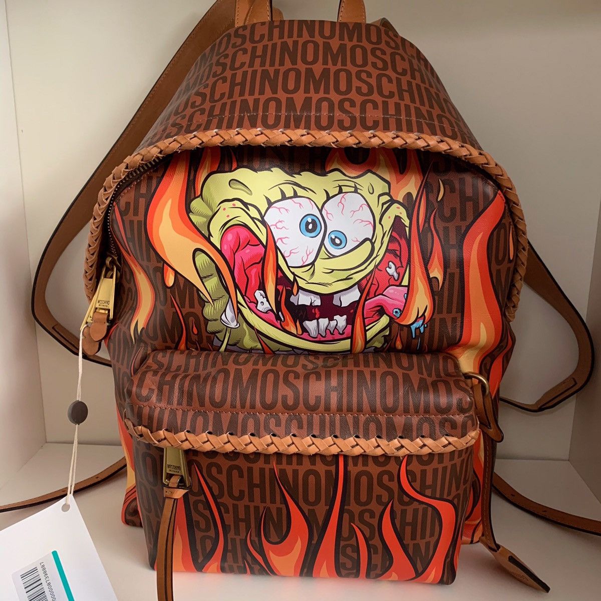 Moschino SpongeBob monogram calf skin leather backpack Size ONE SIZE - 1 Thumbnail