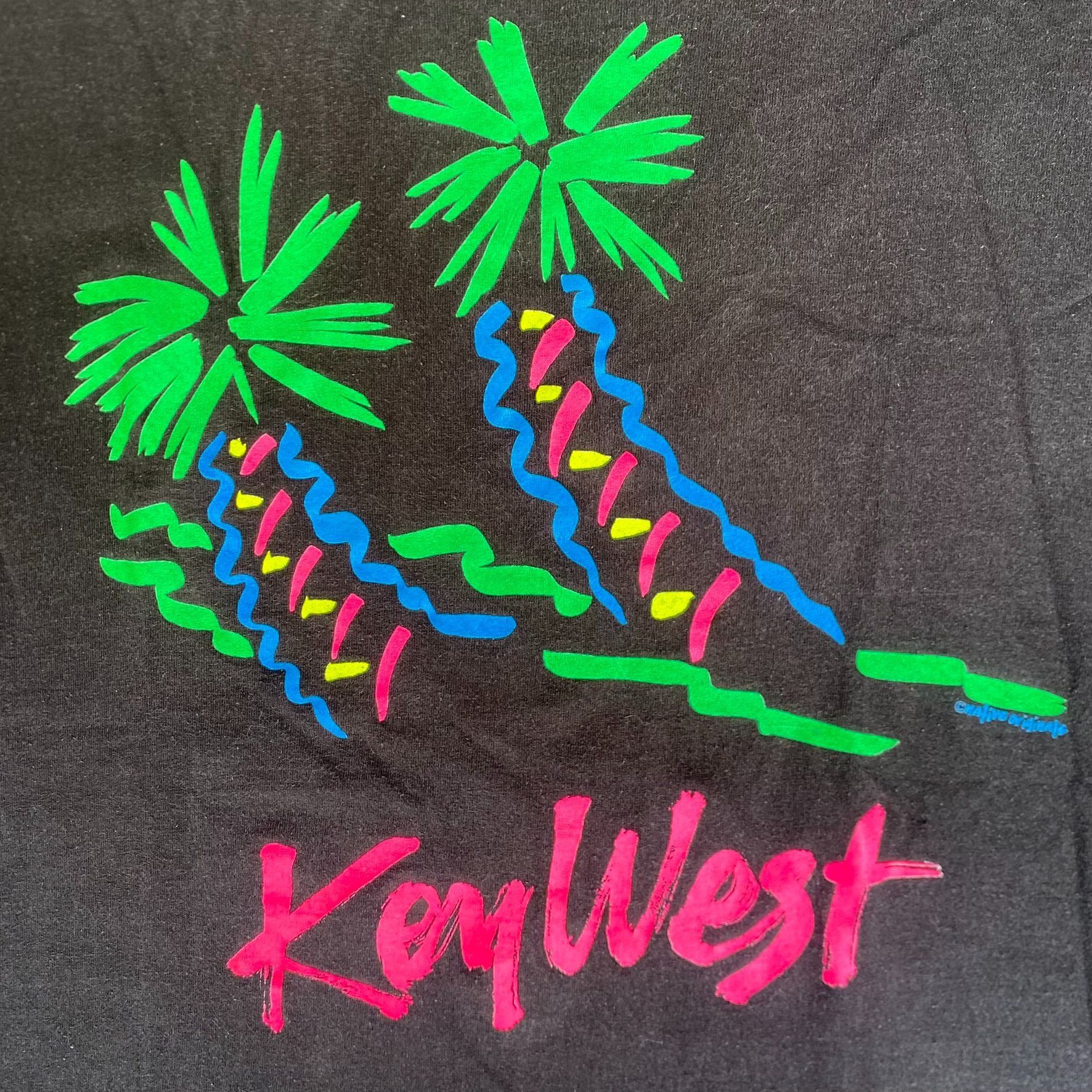 Vintage Vintage 80s Key West Shirt Florida Palm Trees Neon Tourist Size US L / EU 52-54 / 3 - 3 Thumbnail