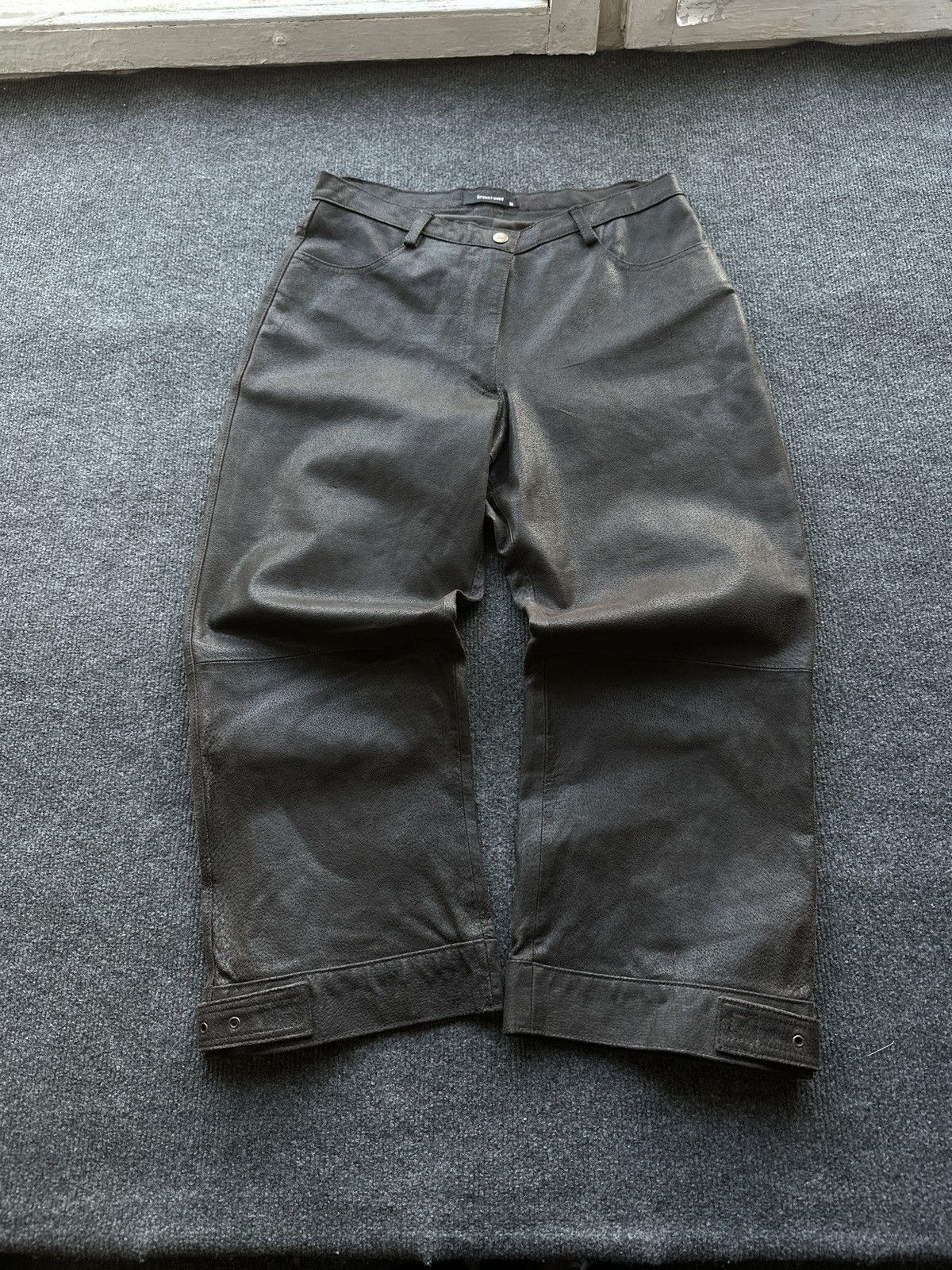 Leather 🚨Vintage leather pants motorcycles dark brown LUXURY Y2K Size 29" - 1 Thumbnail