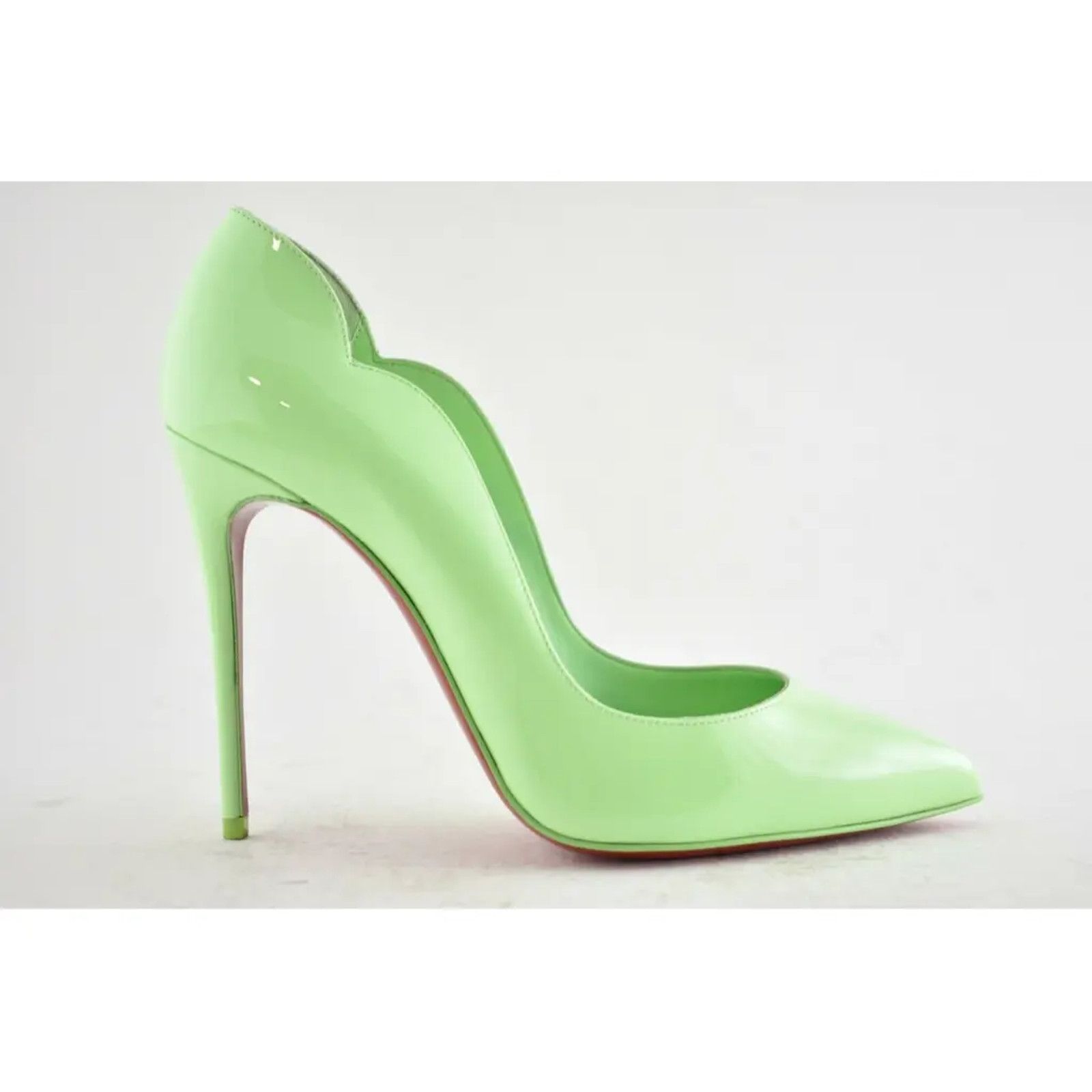 Christian Louboutin Hot Chick 100 Tropique Green Patent Leather Heel Pump 39 Size US 9 / IT 39 - 2 Thumbnail