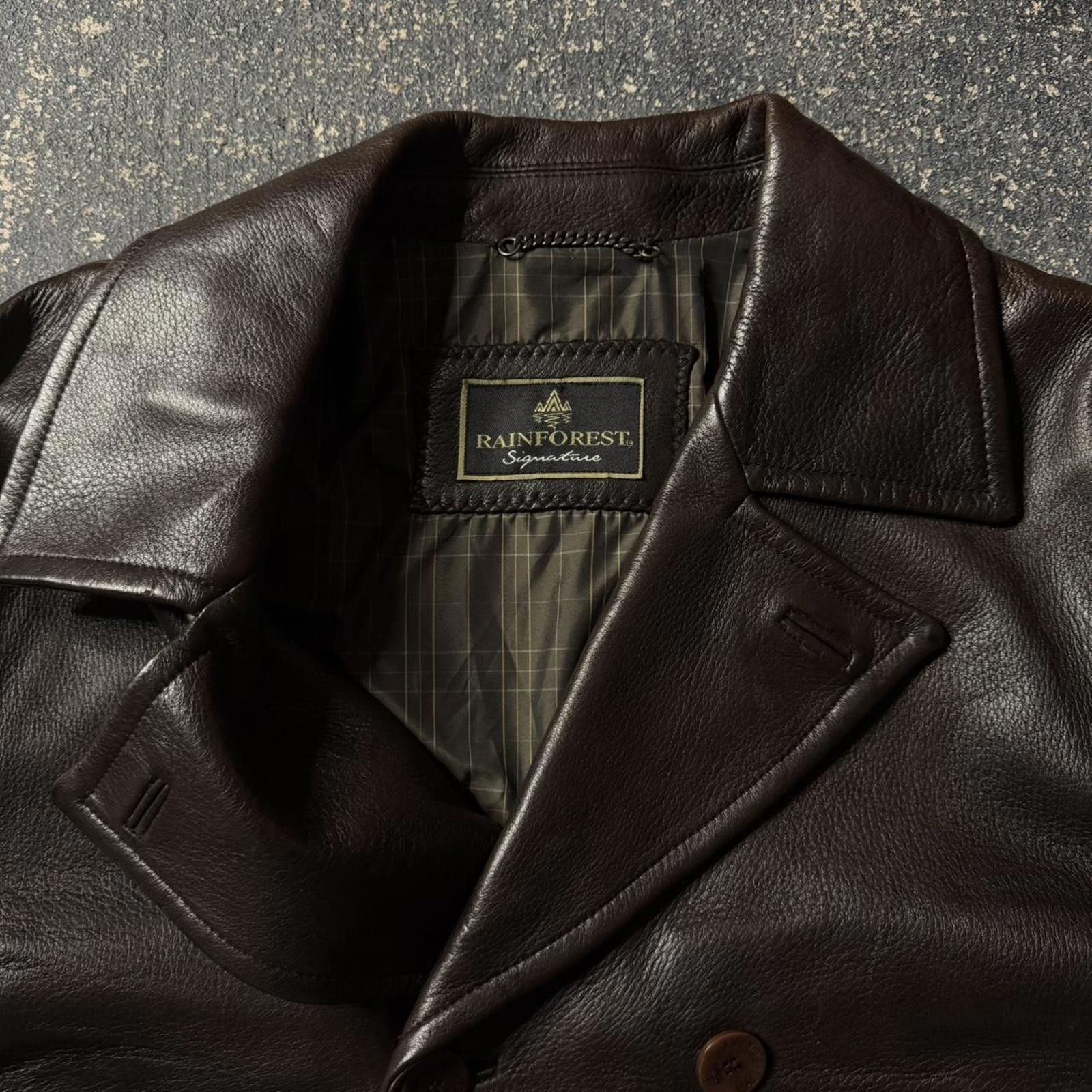 Vintage Rainforest Signature Mocha Brown Leather Trench Coat
