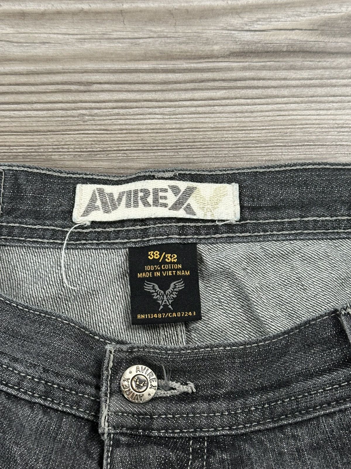 archive AVIREX all-in-one denim L 刺繍 Y2K JNCO Vintage Y2K Avirex Baggy Denim Embroidered Eagle Jeans | Grailed