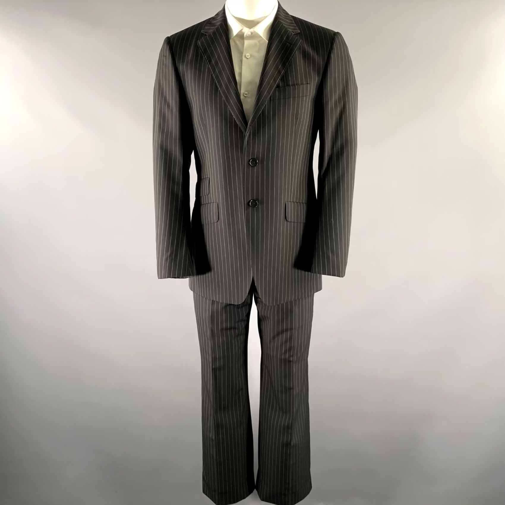 Paul Smith PAUL SMITH Suit Black White Pinstripe Wool Notch Lapel Size 38 Men Size 38R - 2 Thumbnail