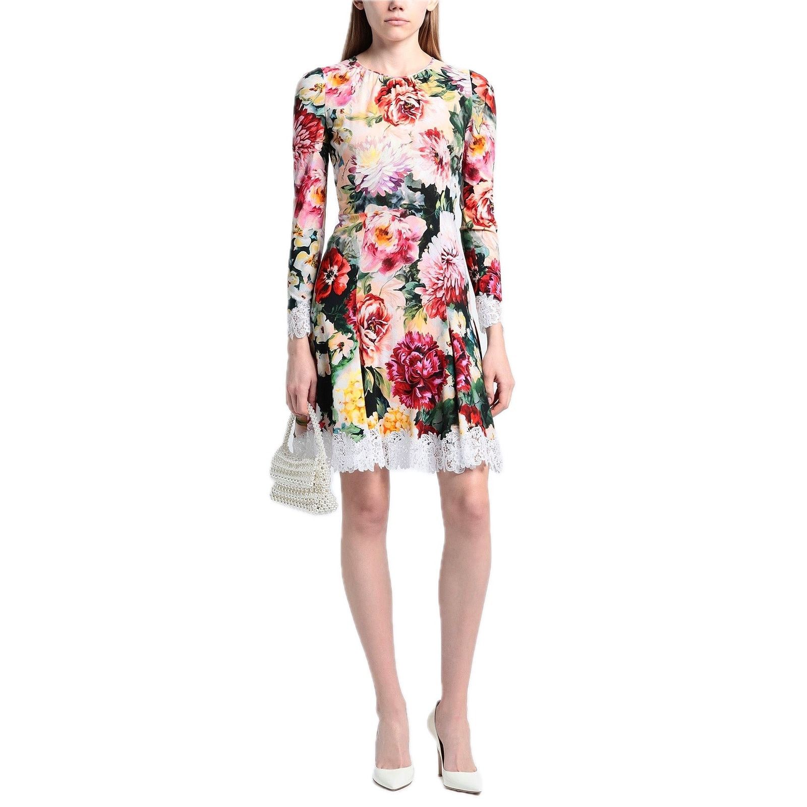 Dolce & Gabbana Dolce & Gabbana Lace Floral Crepe Mini Dress Multi IT 42 / M Size M / US 6-8 / IT 42-44 - 2 Thumbnail
