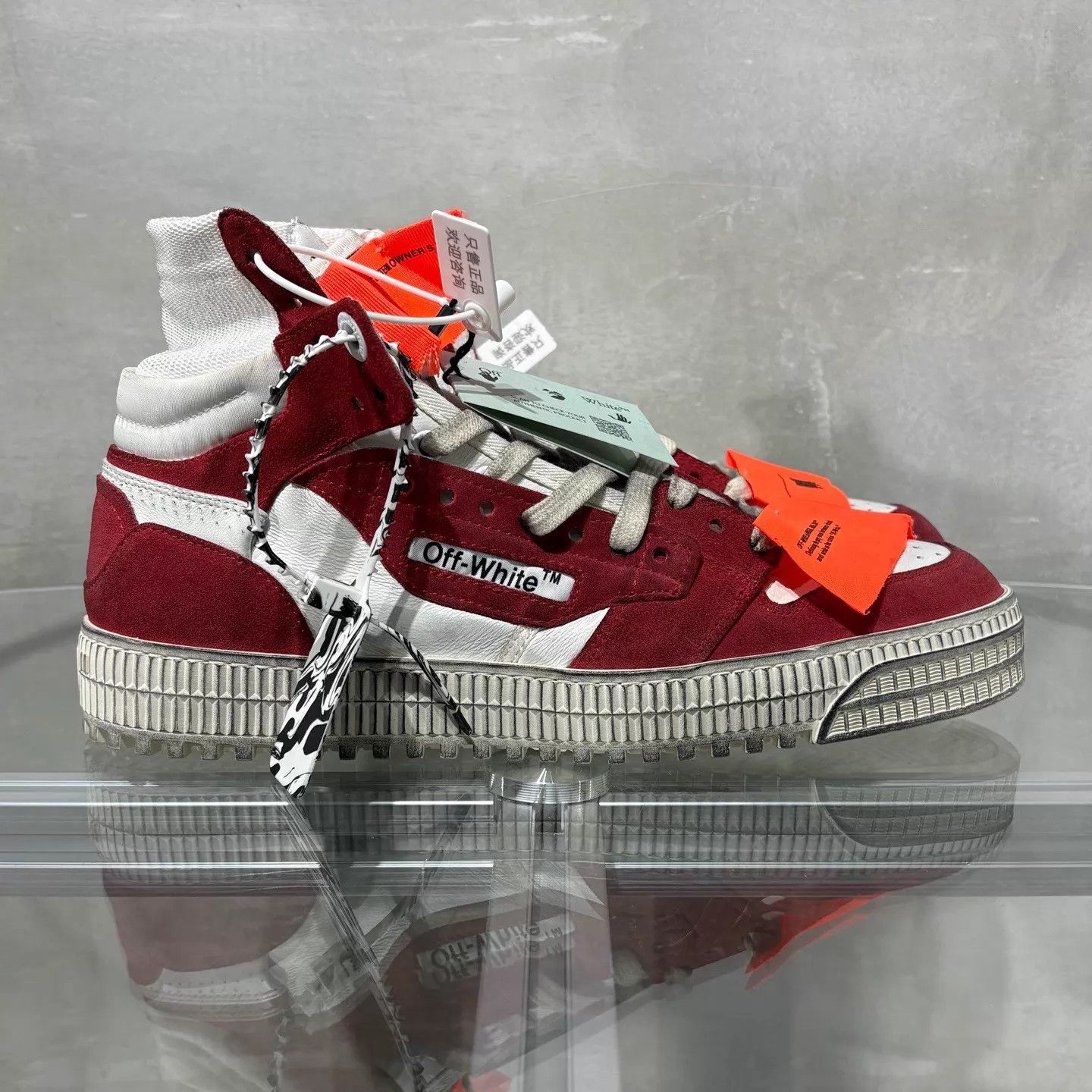 Off-White Off-White Red & White Distressed Sneakers EU 42 Size US 9 / EU 42 - 4 Thumbnail
