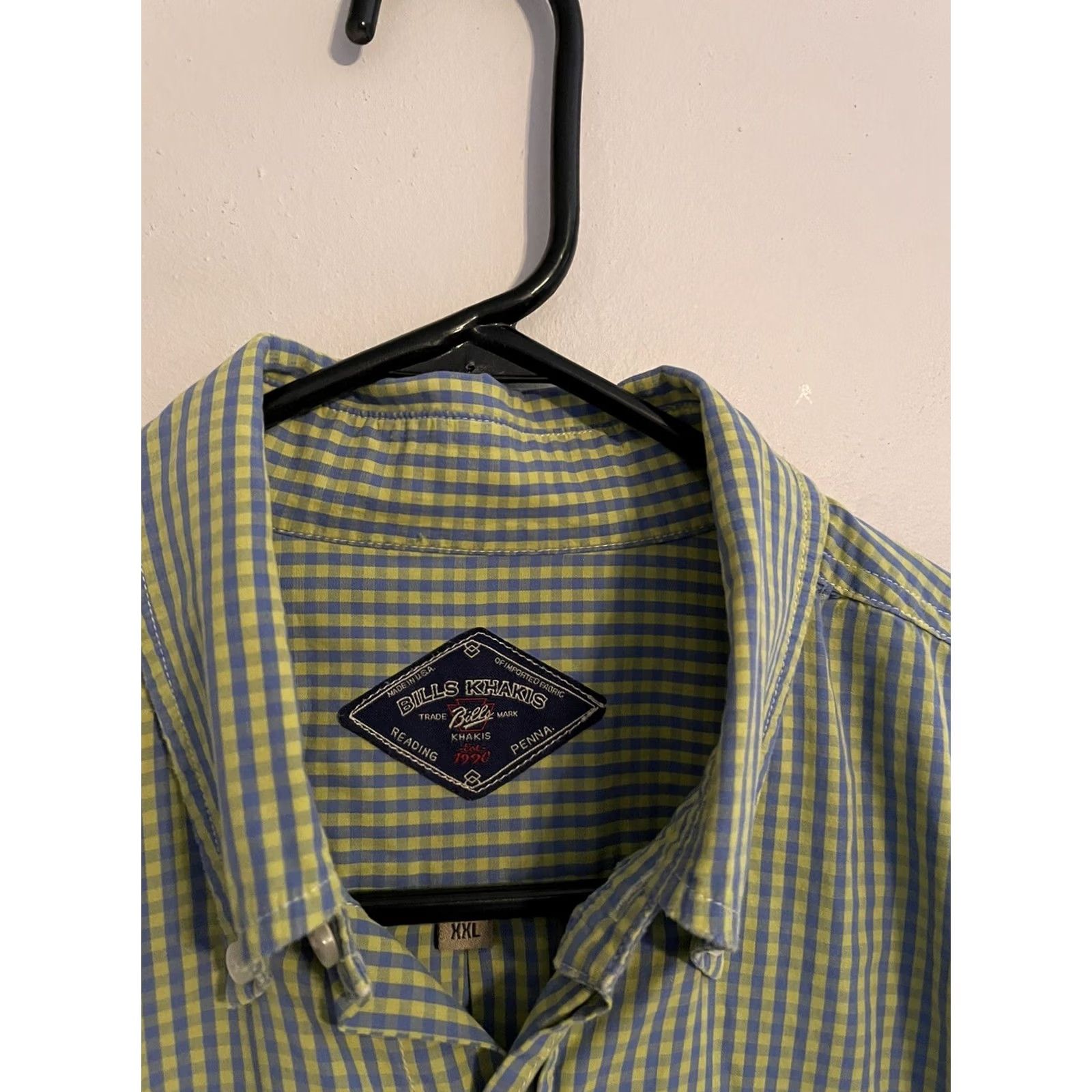 Bills Khakis Bills Khakis Men's 2XL Gree/Blue Check L/S Button Up Dress Shirt - Made in USA Size 48R - 3 Thumbnail