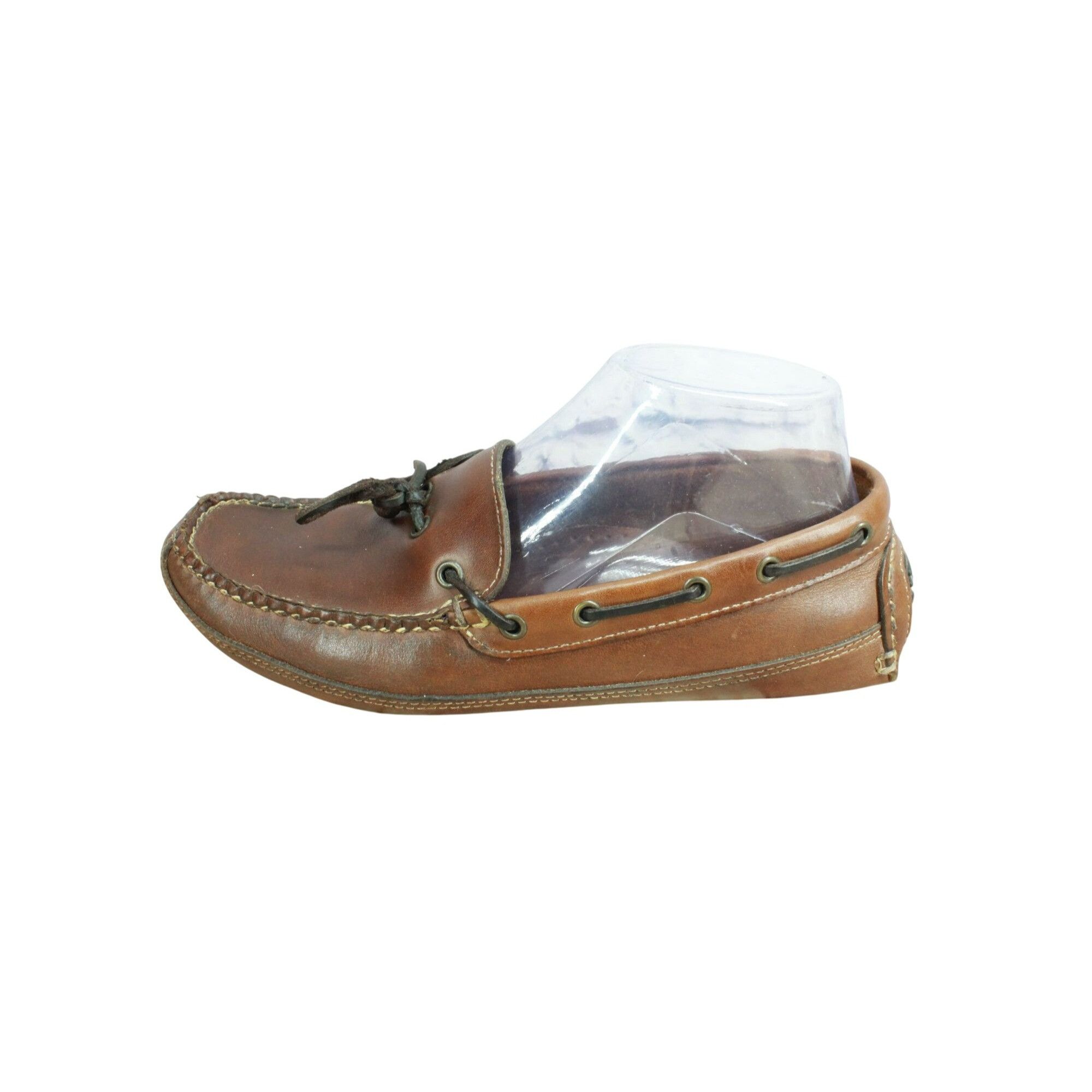 Traveler Women's Leather Slip-On Boat Loafer Shoes Size 8 in Brown