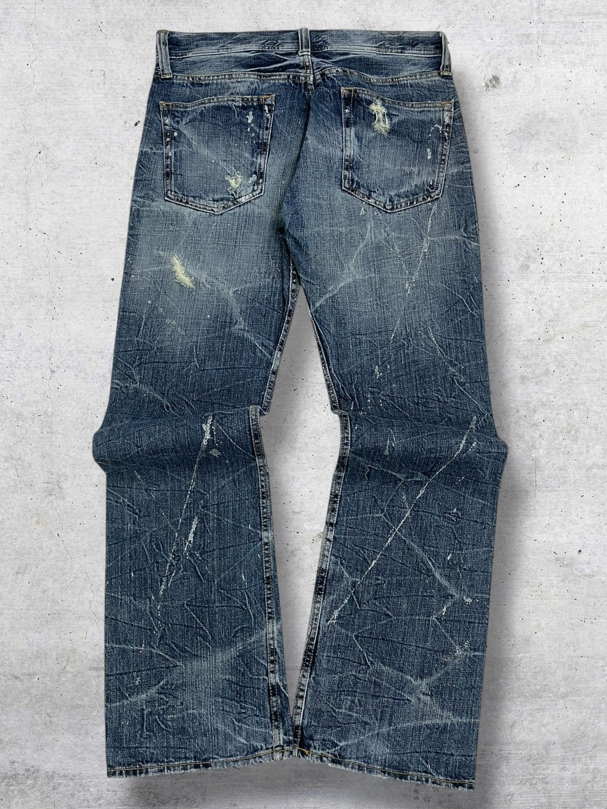 Tornado Mart VINTAGE JAPAN FLARED RIPPED DISTRESSED SPLASH SEMANTIC DENIM Size US 32 / EU 48 - 8 Thumbnail