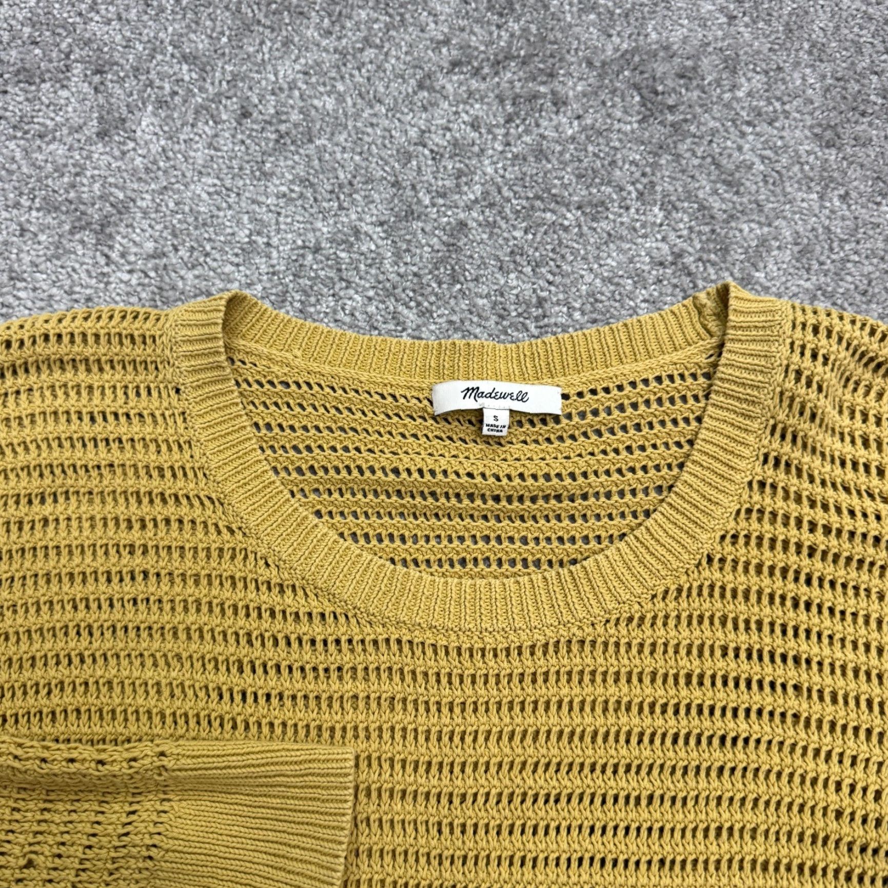Madewell Madewell Women's Small Casual Fall Sweater Crochet Pullover Long Sleeve Yellow Cotton Streetwear Seasonal Size S / US 4 / IT 40 - 3 Thumbnail