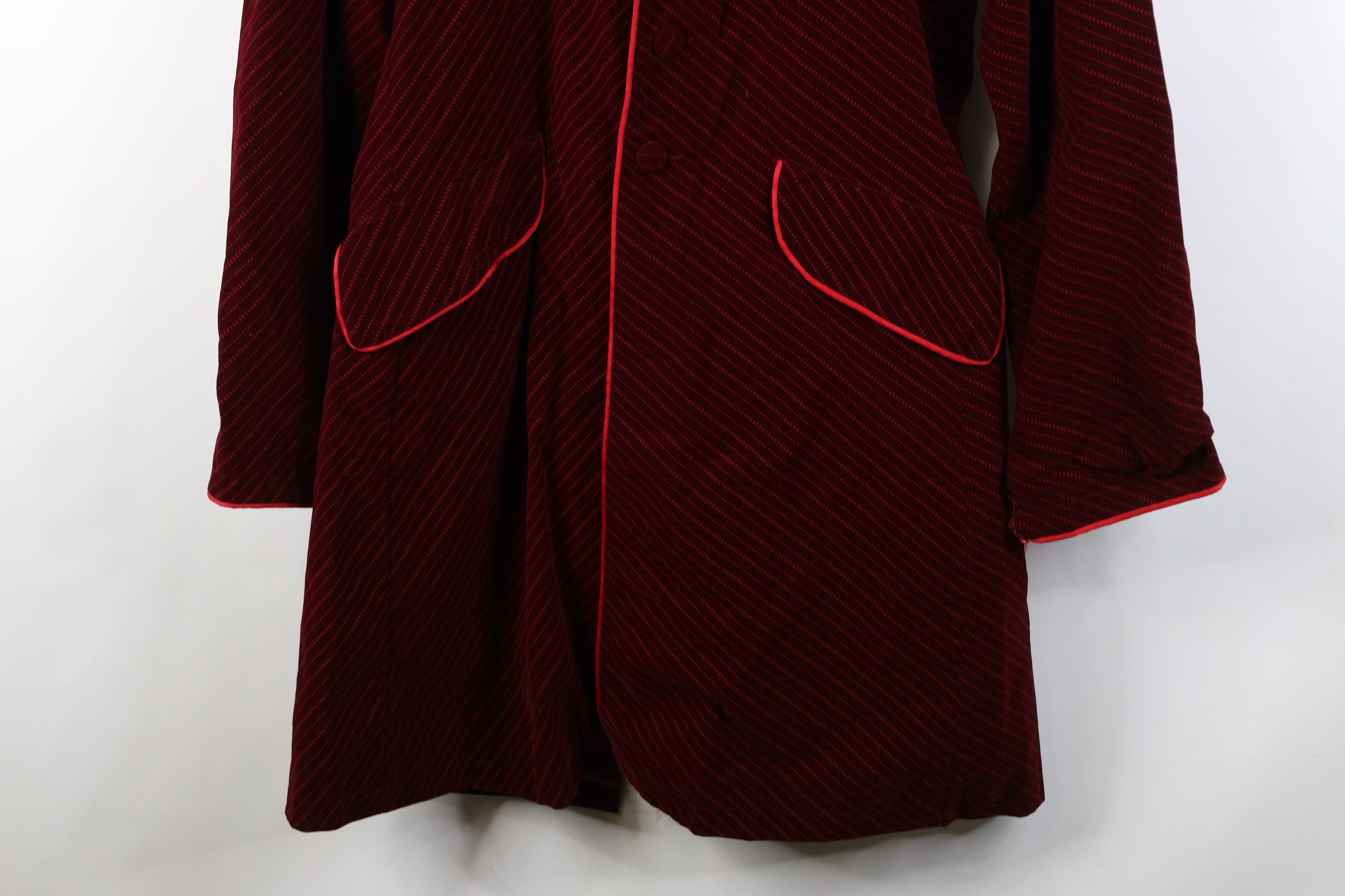 Vintage Vintage 90s Y2K Red Balls On Fire Velour Wonka Trench Coat Size US L / EU 52-54 / 3 - 3 Thumbnail