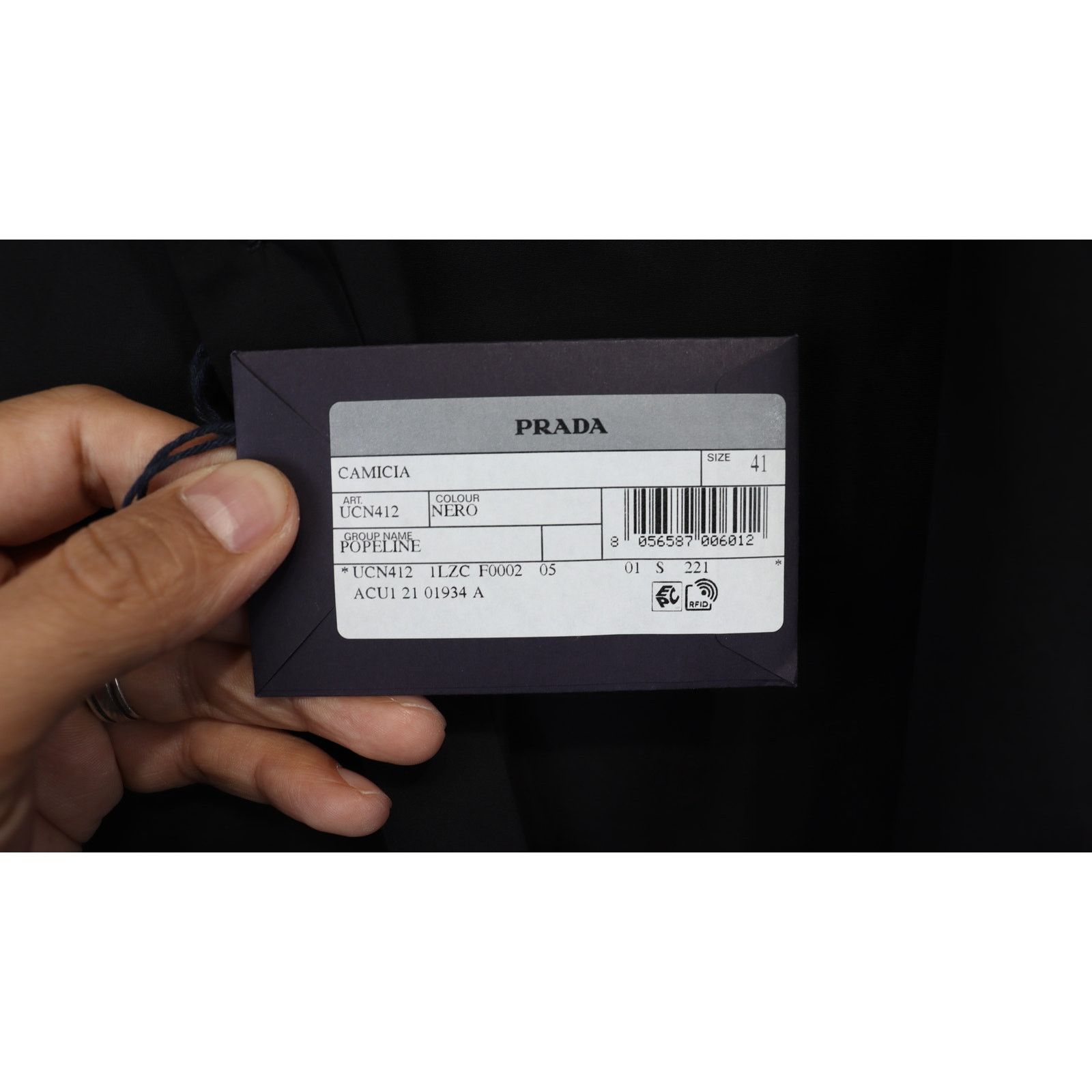 Prada o1rshd1 Popeline Cotton Shirt with Sequined Collar in Black Size US M / EU 48-50 / 2 - 7 Thumbnail