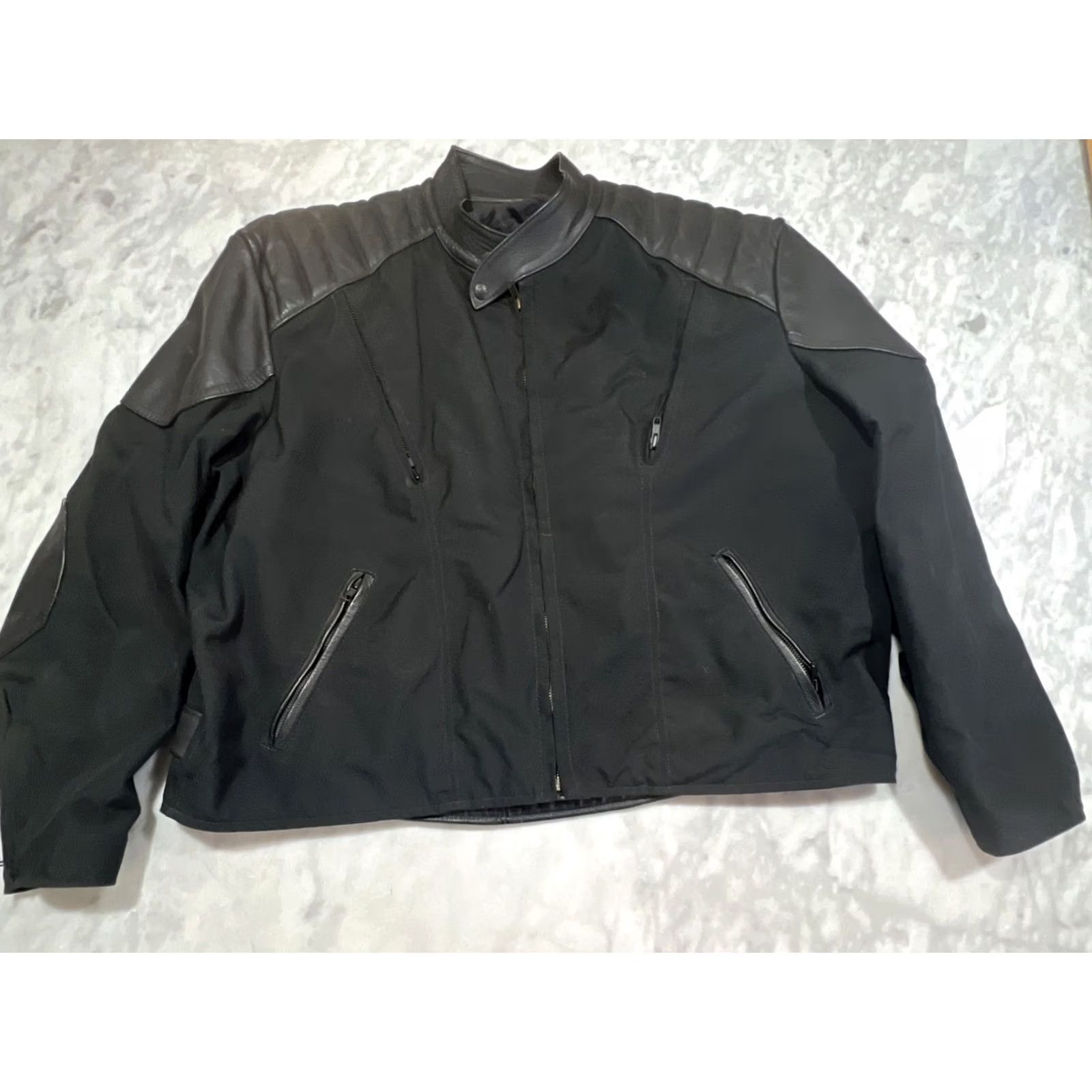 Vintage Fox Creek Leather Canvas Motorcycle Jacket Men 54 Black Zip Lined Made USA Size US L / EU 52-54 / 3 - 2 Thumbnail