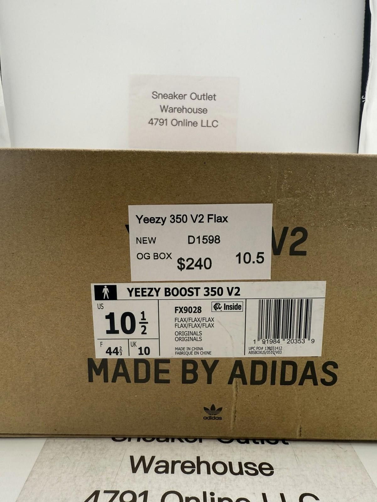 Adidas Yeezy 350 V2 Flax US 10.5 New with Box FX9028 Size US 10.5 / EU 43-44 - 7 Thumbnail