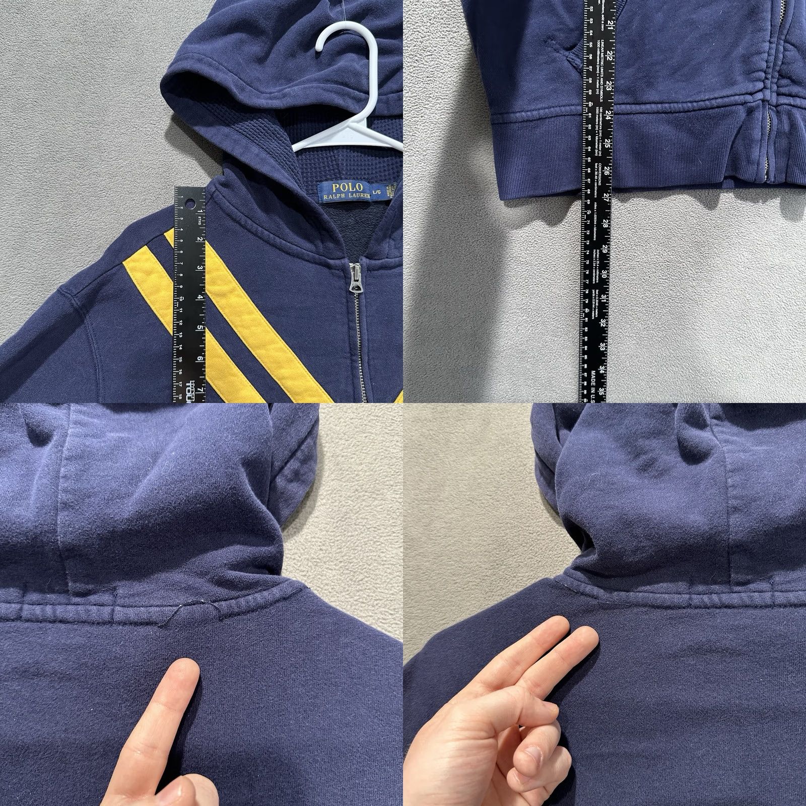 Polo Ralph Lauren Polo Ralph Lauren Hoodie Mens Large Navy Blue Full Zip Big Pony Waffle Hood GUC Size US L / EU 52-54 / 3 - 9 Thumbnail