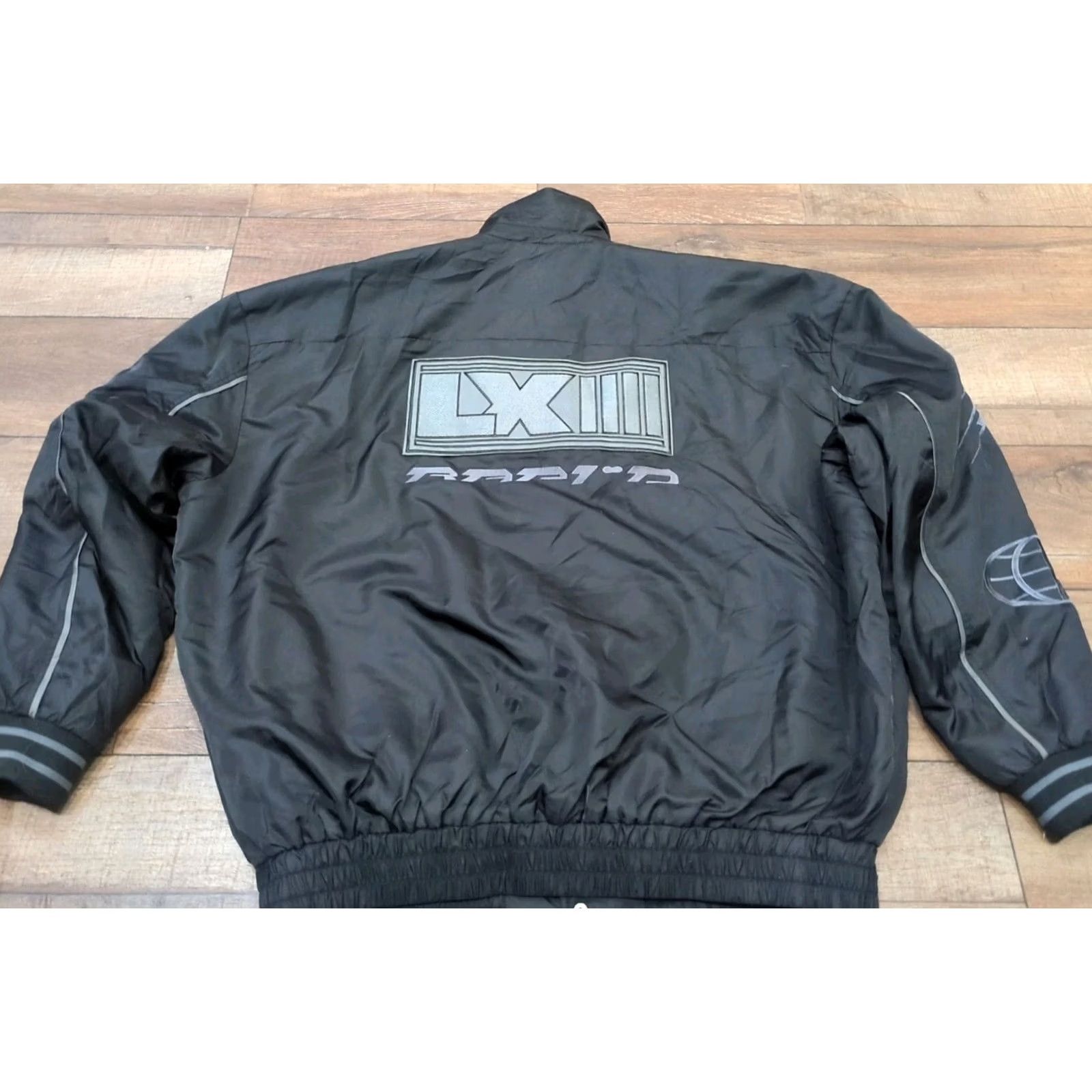 Asos ASOS Bomber Jacket Men Large Black Nylon Varsity Motocross With Badges Oversized Coach Casual Mid-Length 3/4 Button Spread Collar Size US L / EU 52-54 / 3 - 4 Thumbnail