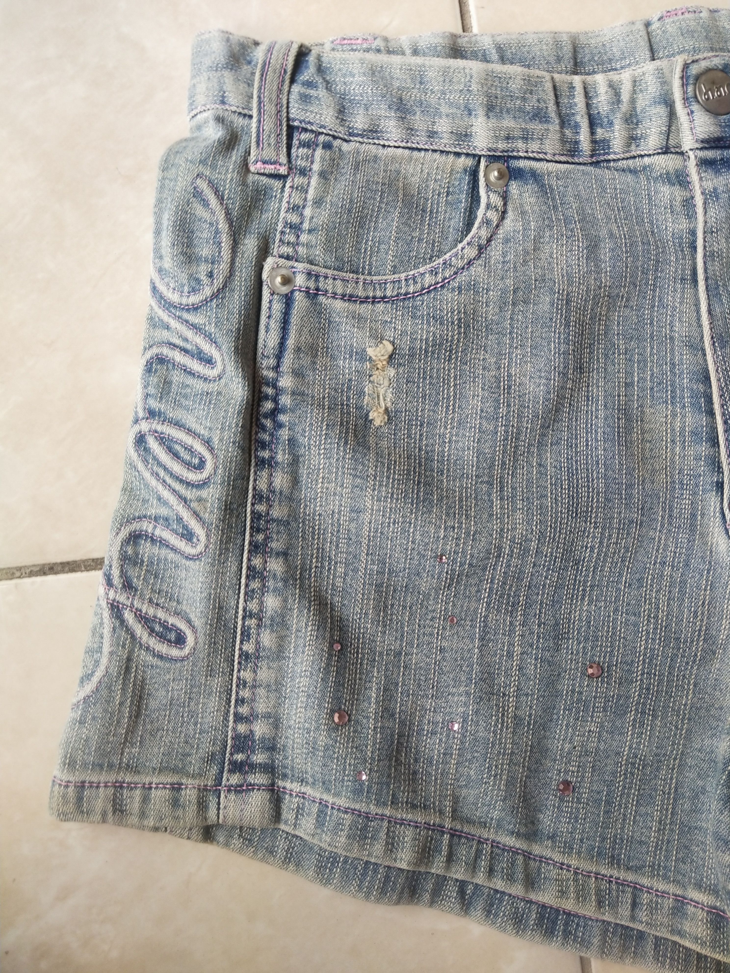 Hysteric Glamour Hiromichi Nakano Denim Shorts Rhinestone Studs & Embroidery Size 28" / US 6 / IT 42 - 2 Thumbnail