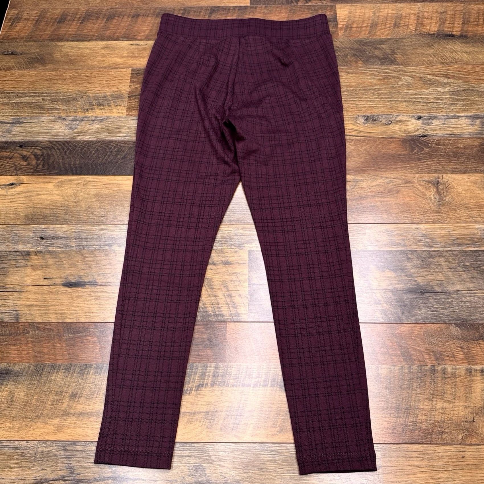 Loft LOFT Legging Womens Medium Burgundy Check Stretch New Size 32" / US 10 / IT 46 - 3 Thumbnail