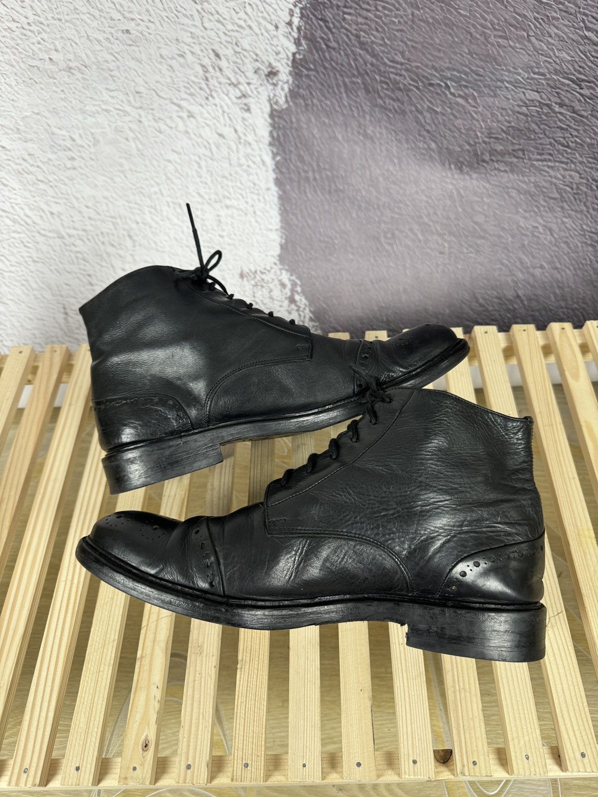 Other Hundred 100 black leather brogue oxford casual boots shoes Size US 12 / EU 45 - 8 Thumbnail