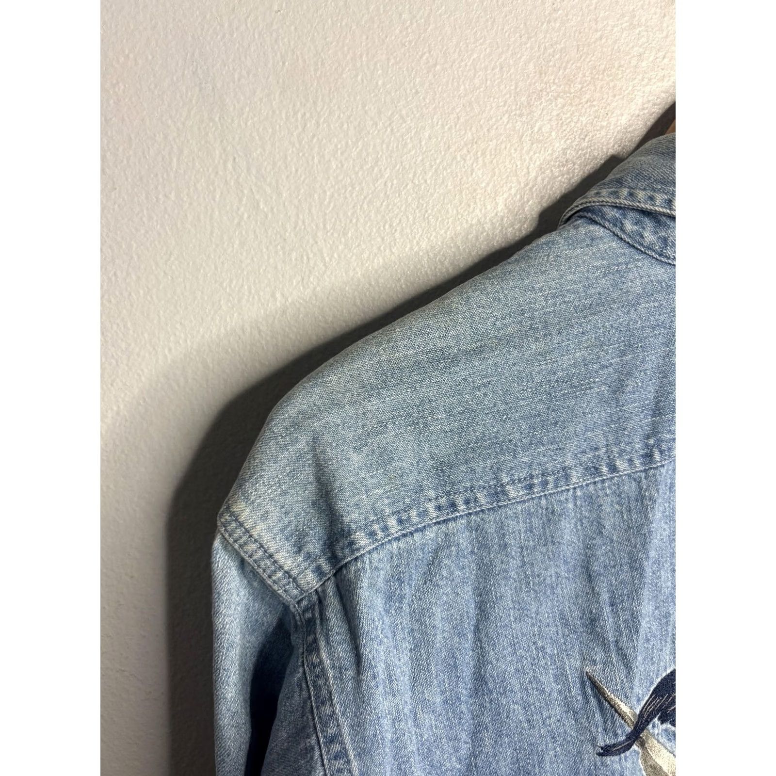 Harley Davidson VINTAGE Harley-Davidson Denim Shirt Mens Small Blue Eagle Embroidered Biker Shirt Size US S / EU 44-46 / 1 - 4 Thumbnail