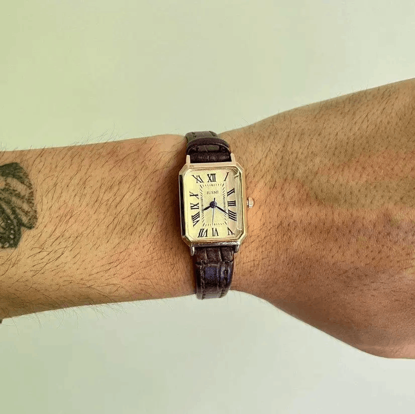 Jewelry 2000s vintage style rectangle brown leather luxury watch Size ONE SIZE - 6 Thumbnail