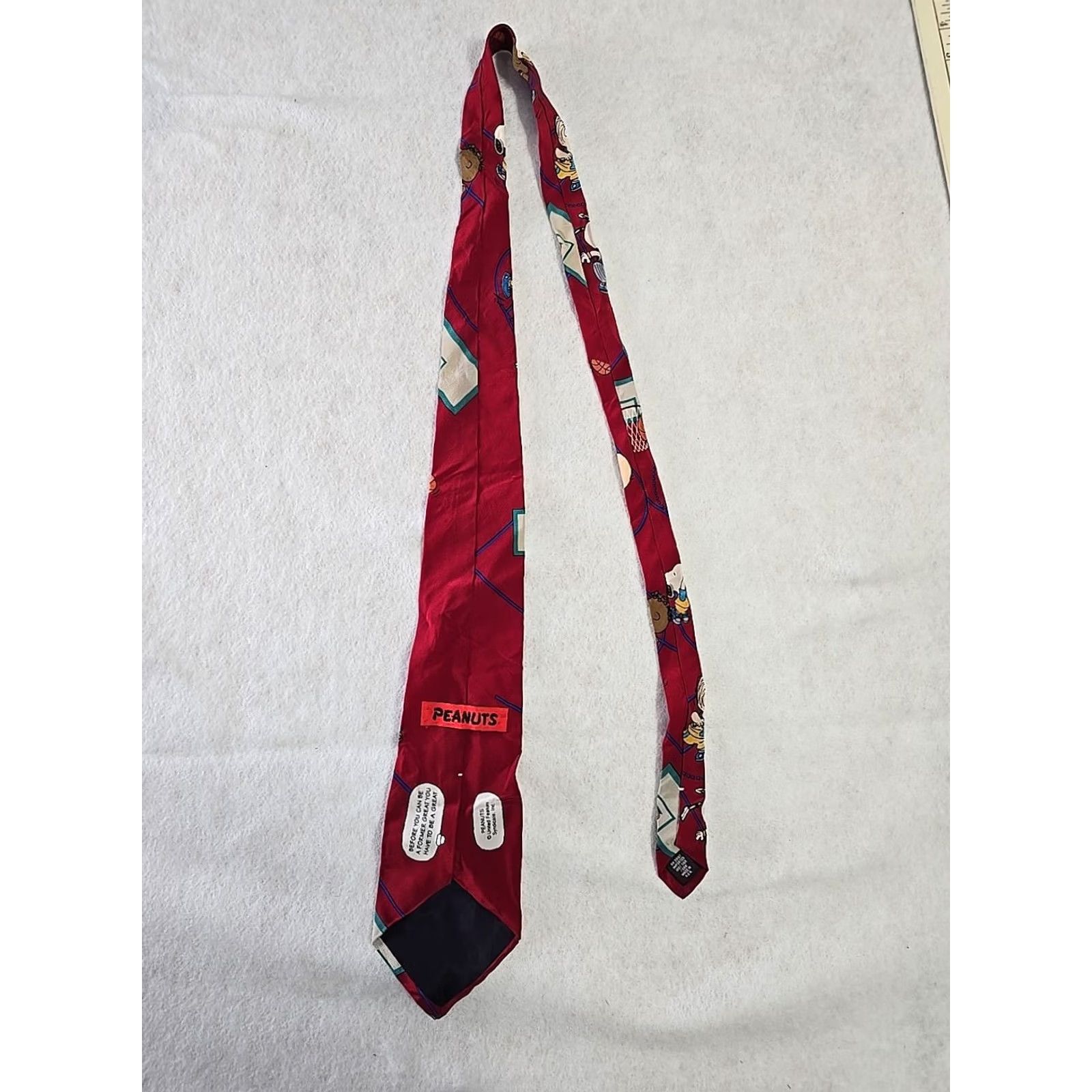 Peanuts Snoopy & Friends PEANUTS Charlie Brown Tie Basketball 100% Silk USA Red Basketball Silk Tie Men Size ONE SIZE - 7 Thumbnail