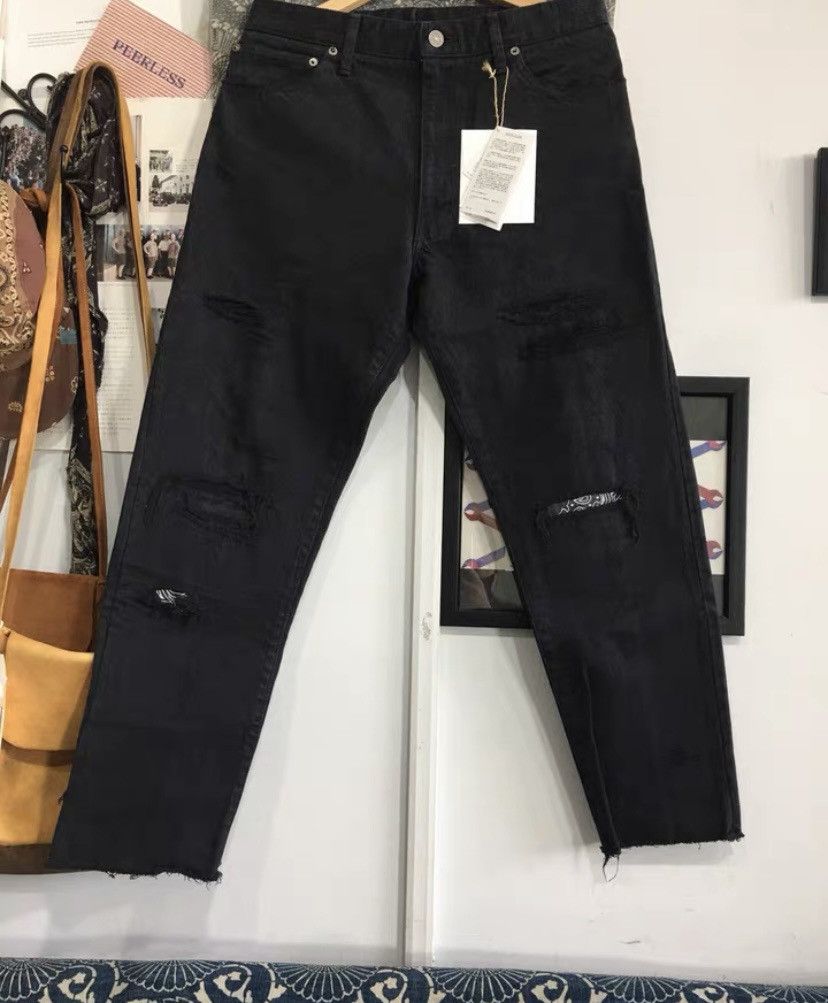image of Visvim 22Ss Ict Pants Stacked Crash Cmyk Blk Black Cattle Destroy Cow King Jeans, Men's (Size 36)