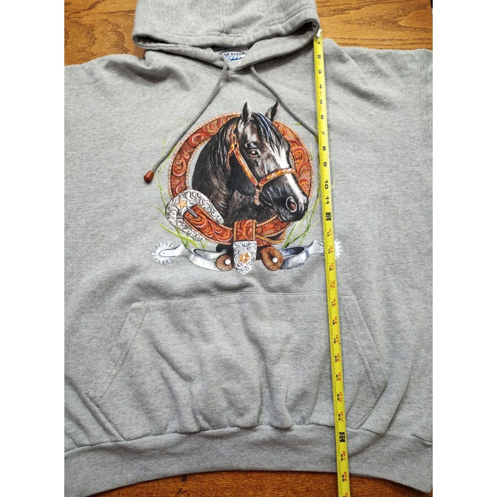 Vintage VINTAGE Blue Ocean Trading Hoodie Sweatshirt Horse Hooded Lightweight Gray 2XL Men Size US XXL / EU 58 / 5 - 7 Thumbnail